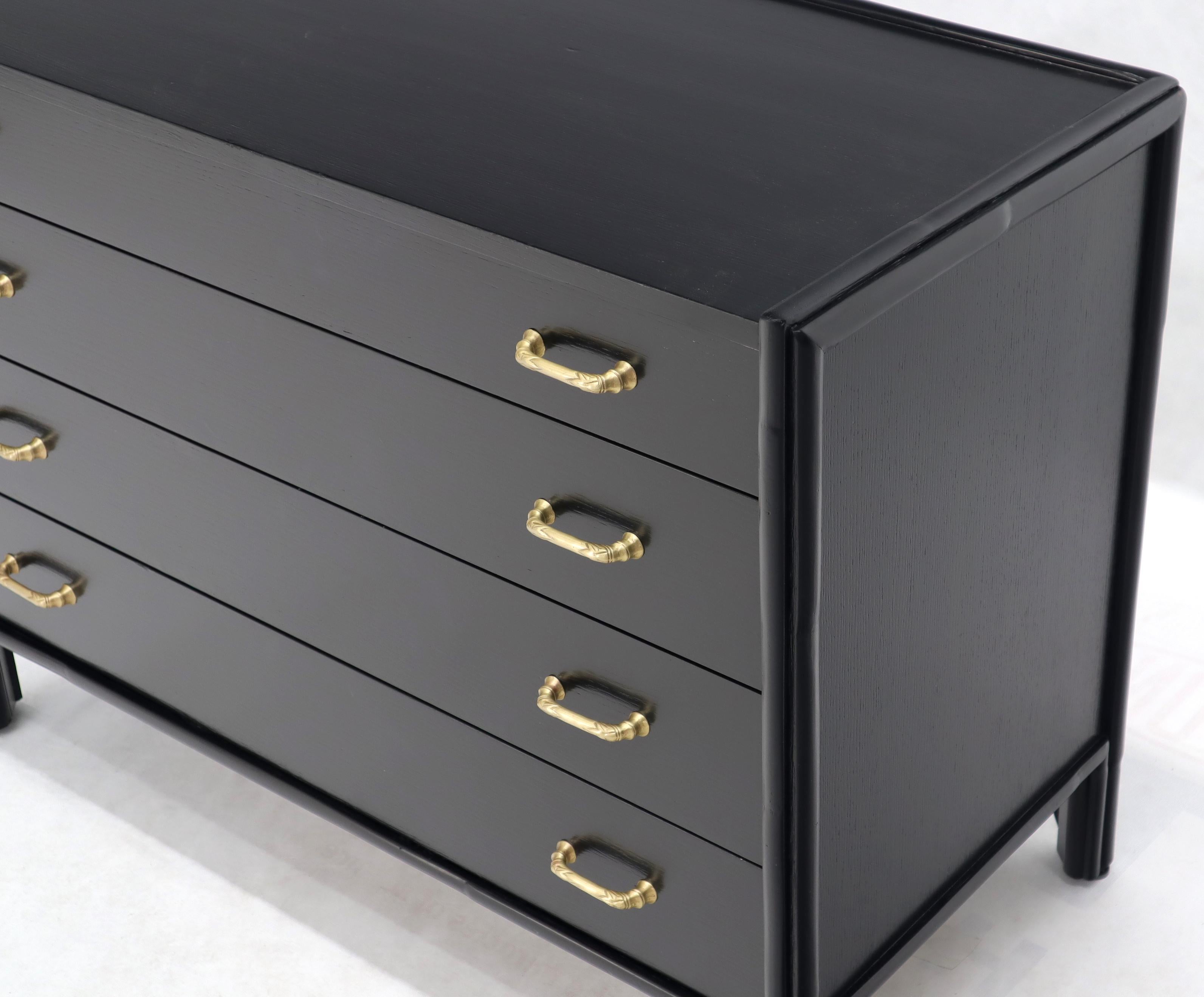 20th Century McGuire Faux Bamboo Black Lacquer Four-Drawer Dresser with Cast Brass Pulls