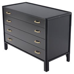 McGuire Faux Bamboo Black Lacquer Four-Drawer Dresser with Cast Brass Pulls