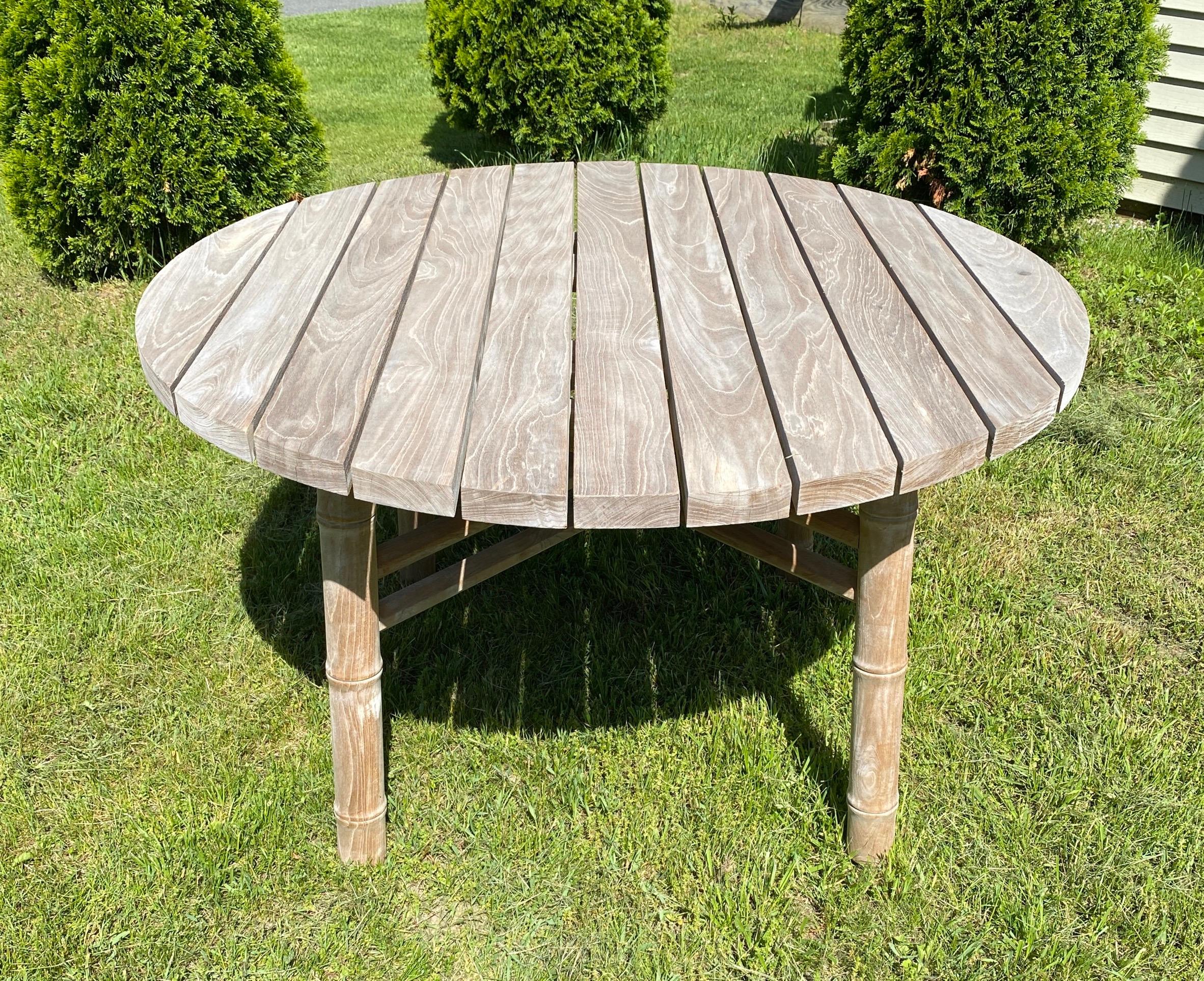 McGuire-Garten-Esstisch aus Teakholz und Kunstbambus (Britisch Kolonial)