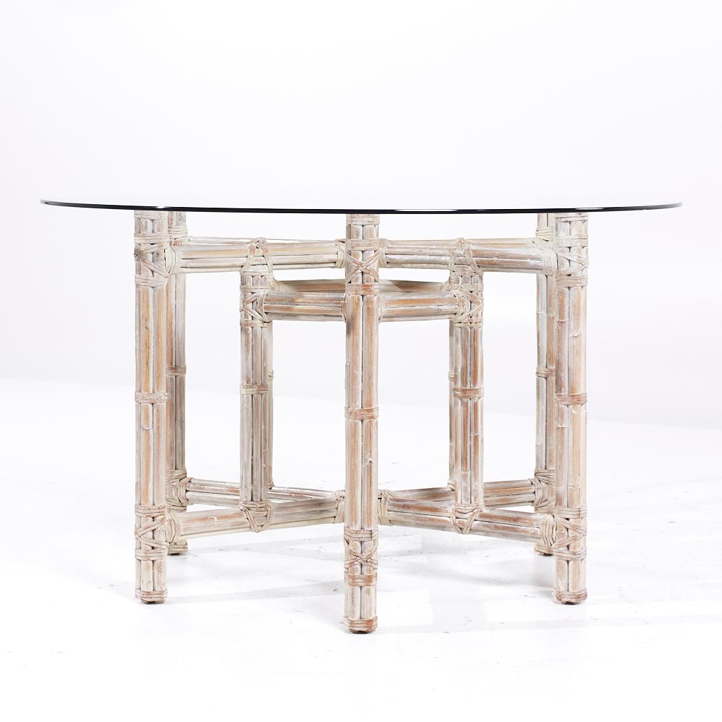 Mid-Century Modern McGuire for Baker Furniture Mid Century Bamboo and Glass Dining Table For Sale