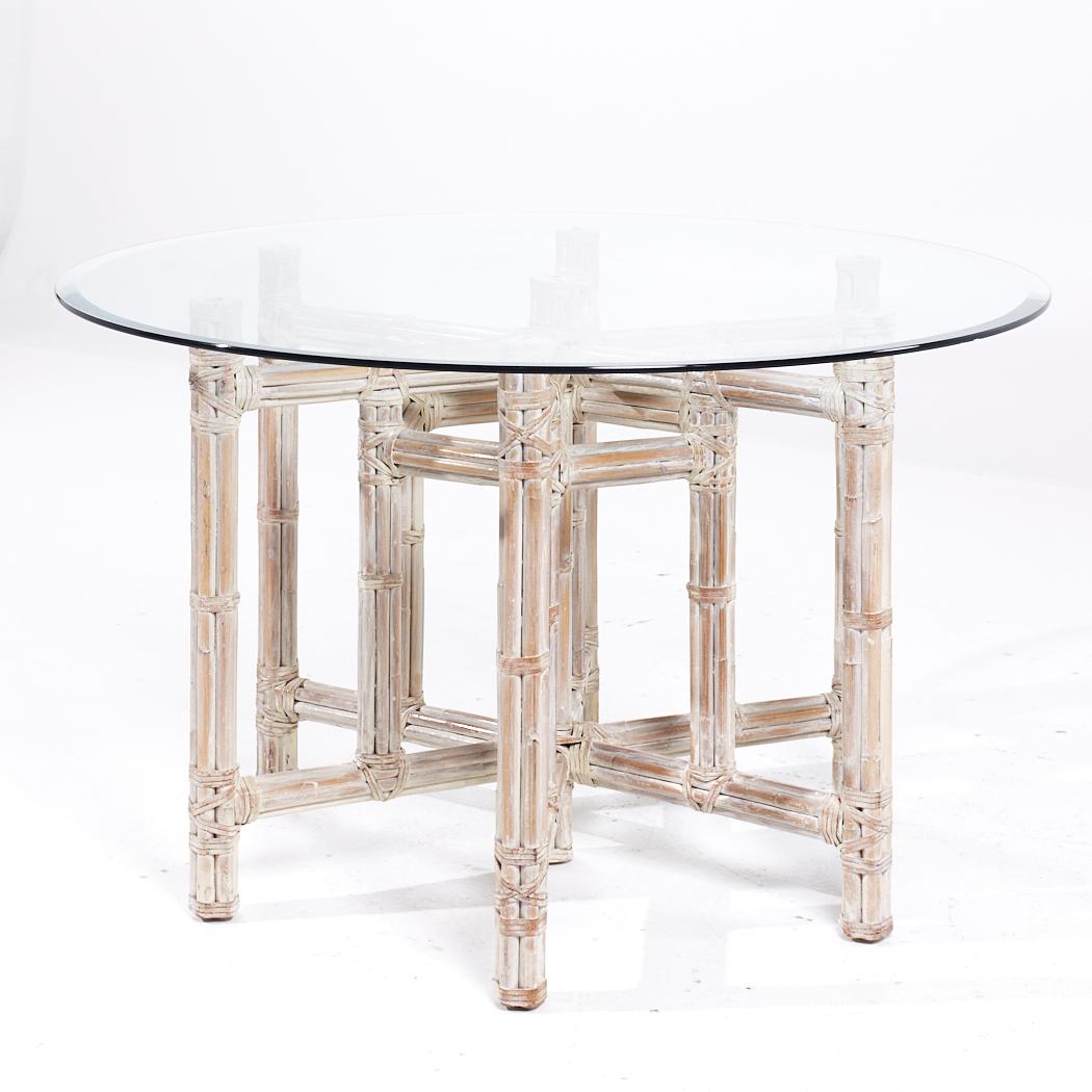 Late 20th Century McGuire for Baker Furniture Mid Century Bamboo and Glass Dining Table For Sale