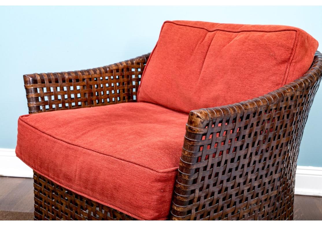 Contemporary McGuire Furniture Antalya Lounge Chair With Ottoman For Sale