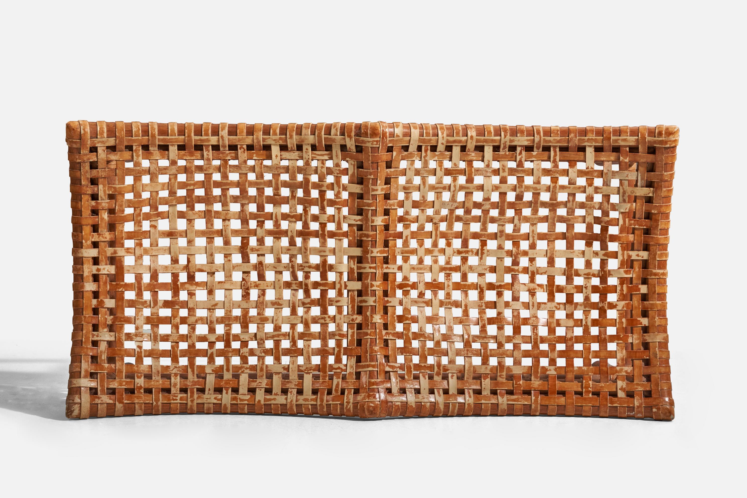 Late 20th Century McGuire Furniture, Bench, Bamboo, Leather, Rattan, USA, 1970s