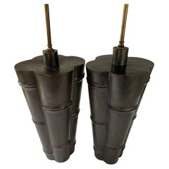 Paire de lampes de bureau en faux bambou McGuire Furniture