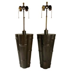 McGuire Furniture Faux Bamboo Table Lamps, Pair