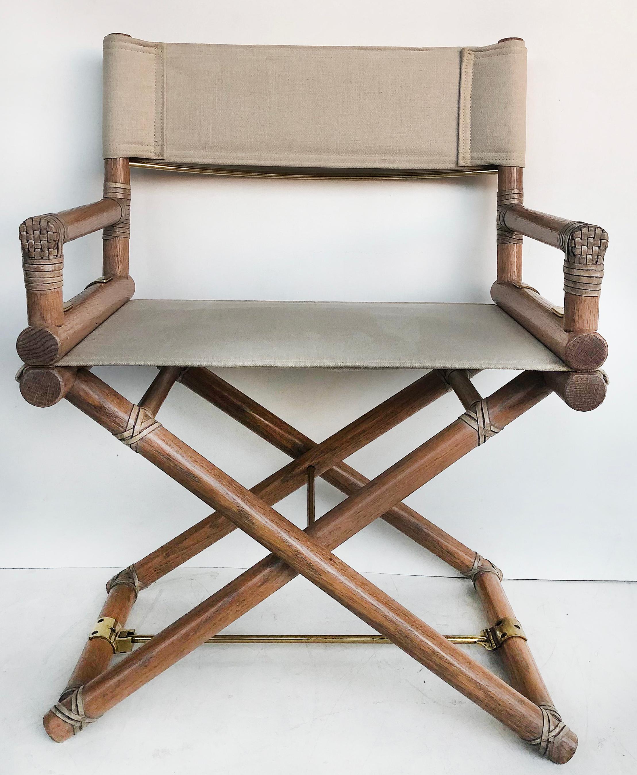 McGuire Furniture of San Francisco Director's Chairs in Oak, Leather & Brass

Offered for sale is a fine quality pair of oak, leather, and brass director's chairs. The director chairs were first designed by Leonard Linden for John & Elinor McGuire