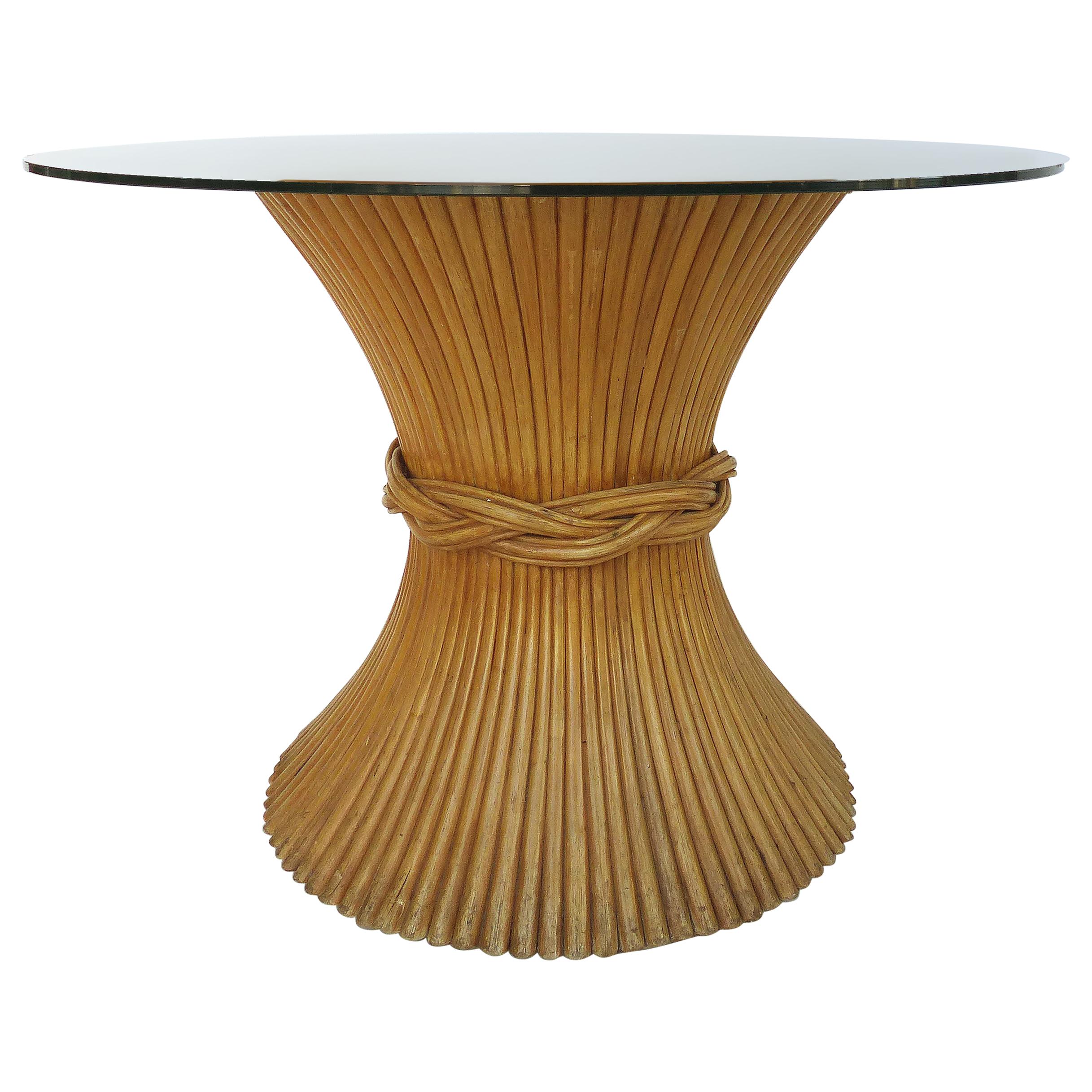 McGuire Furniture Sheaf of Wheat Dining Table with Glass Top