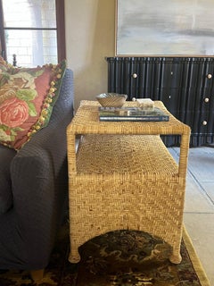 McGuire Furniture Two Tier Wicker Side Table