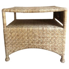McGuire Furniture Two Tier Wicker Side Table