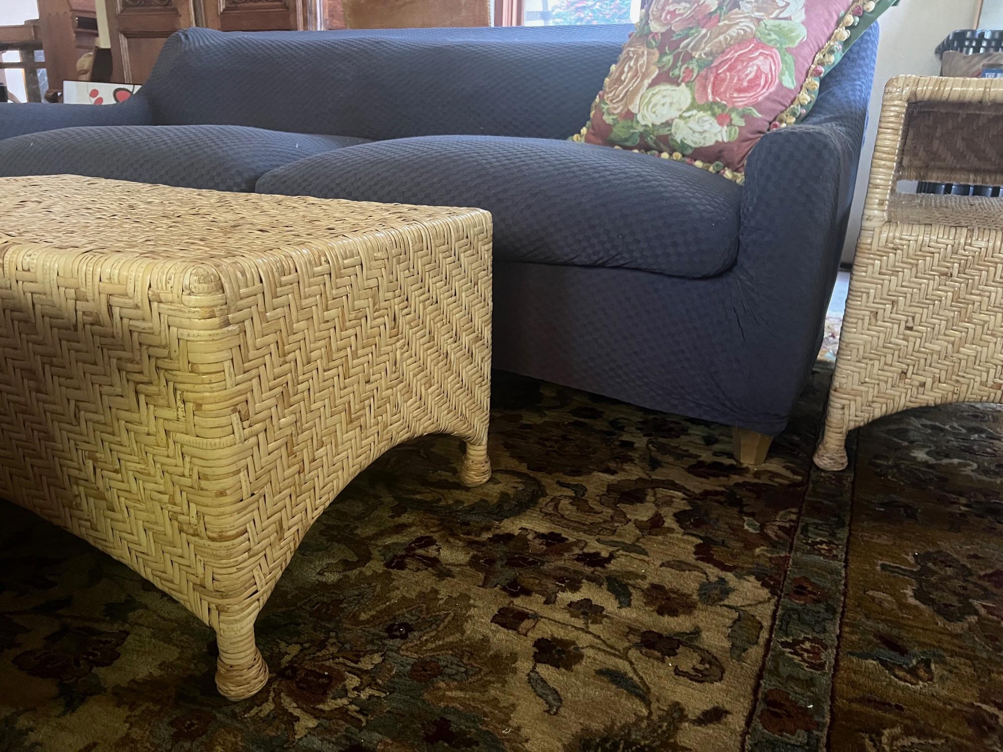 American McGuire Furniture Wicker Coffee Table or Ottoman