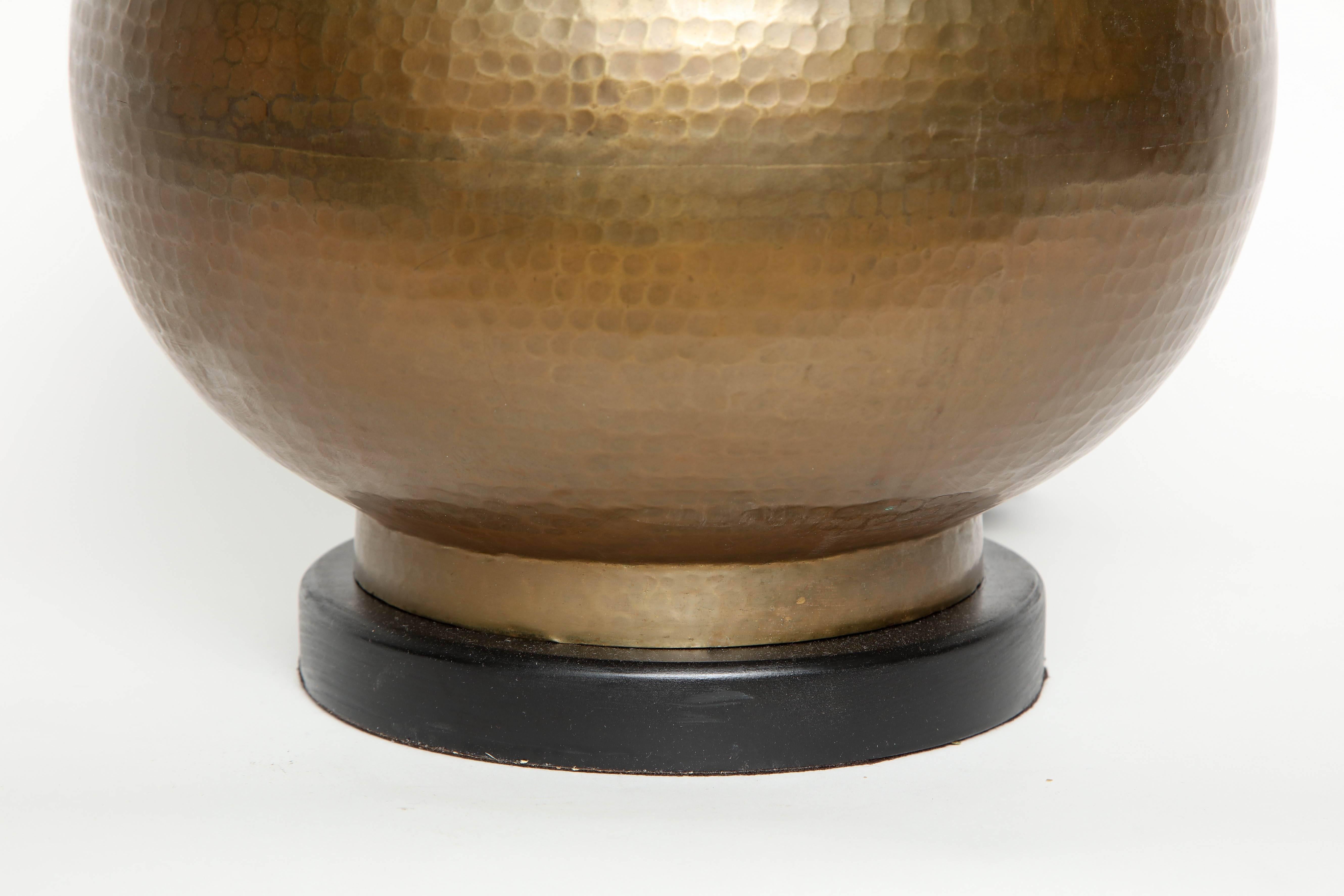 Modern McGuire Hammered Bronze Lamps