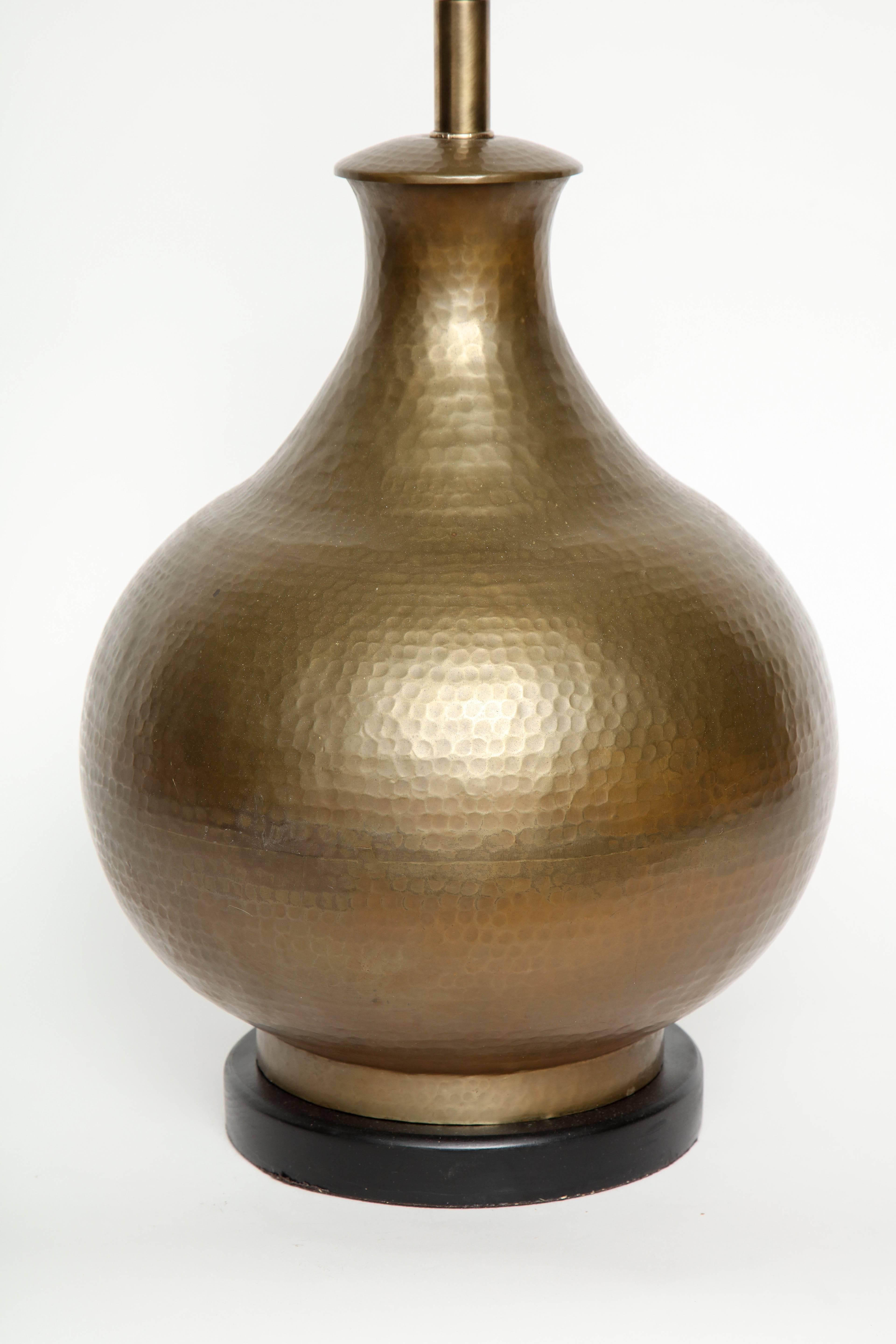 20th Century McGuire Hammered Bronze Lamps