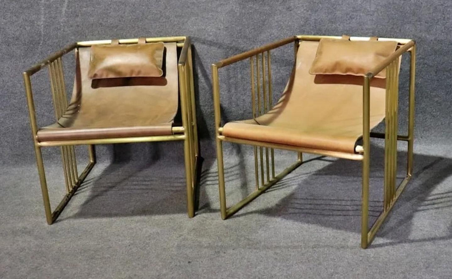 Mid-Century Modern McGuire Haybine Designed Sling Chairs For Sale