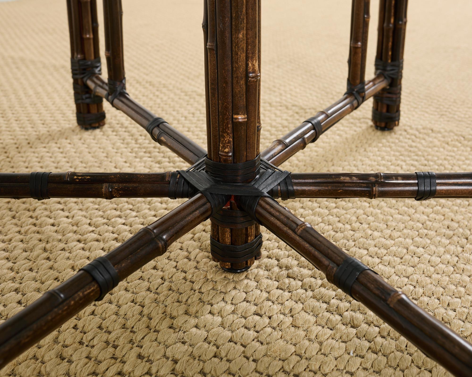 McGuire Hexagonal Organic Modern Round Bamboo Dining Table For Sale 6