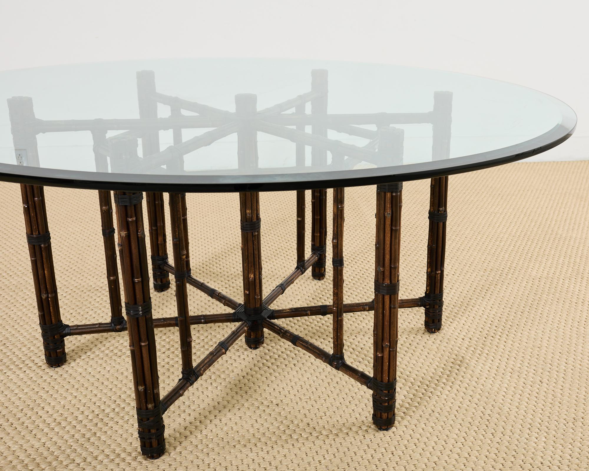 McGuire Hexagonal Organic Modern Round Bamboo Dining Table For Sale 9
