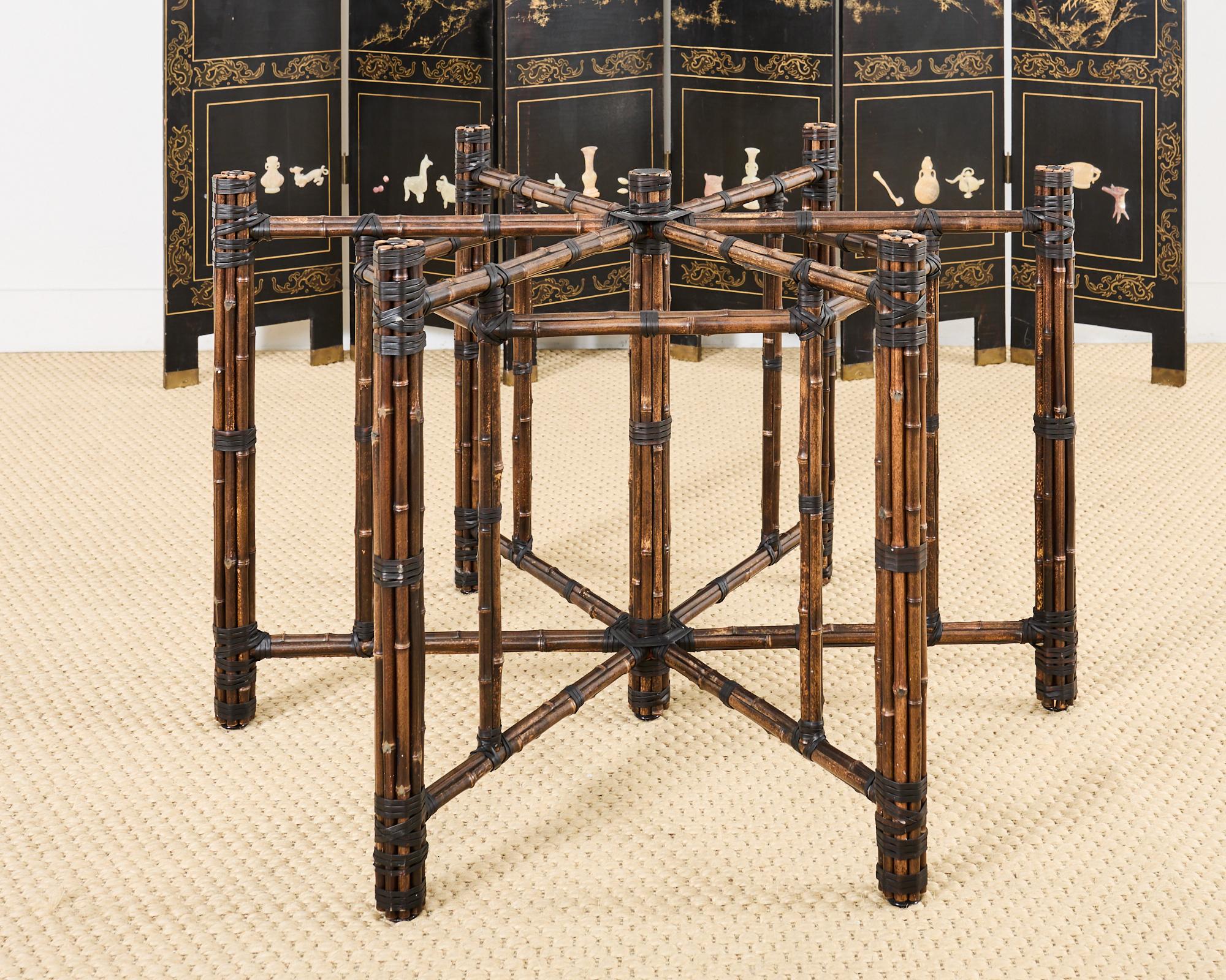 McGuire Hexagonal Organic Modern Round Bamboo Dining Table For Sale 11