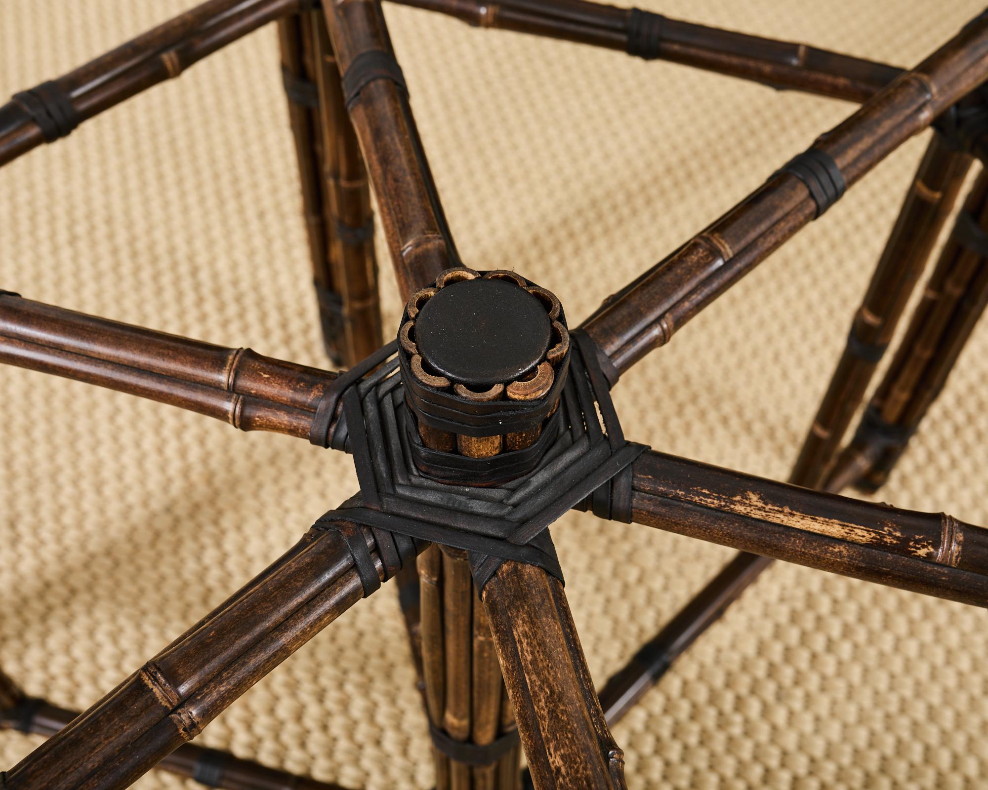 McGuire Hexagonal Organic Modern Round Bamboo Dining Table For Sale 12