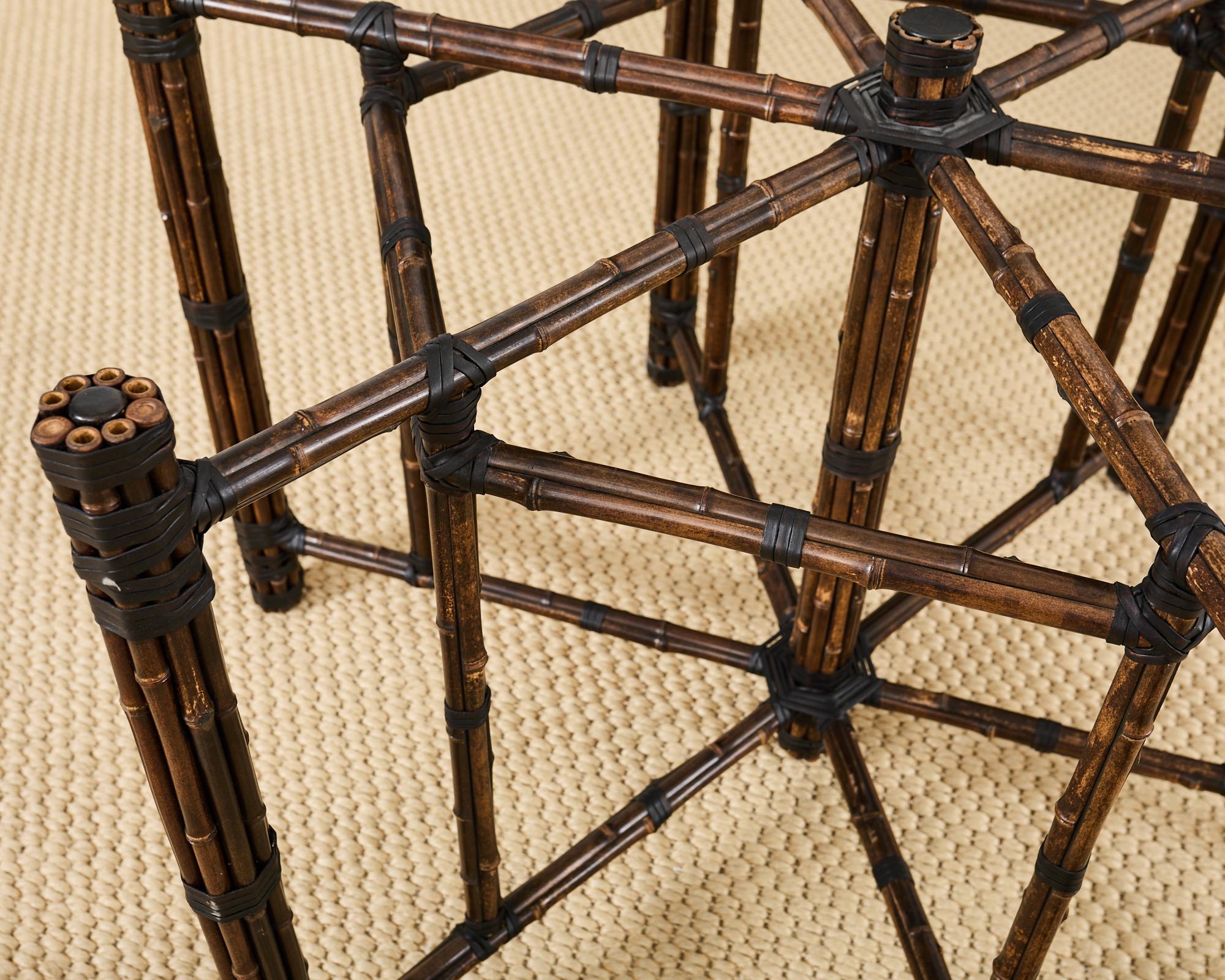McGuire Hexagonal Organic Modern Round Bamboo Dining Table For Sale 13