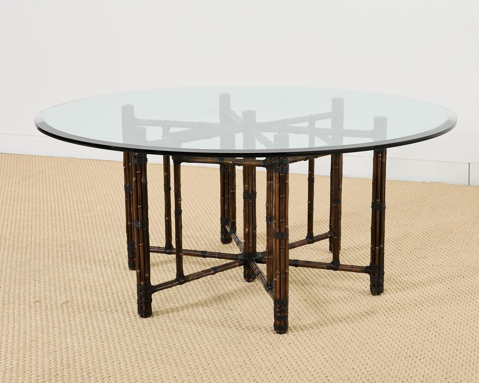 Contemporary McGuire Hexagonal Organic Modern Round Bamboo Dining Table For Sale