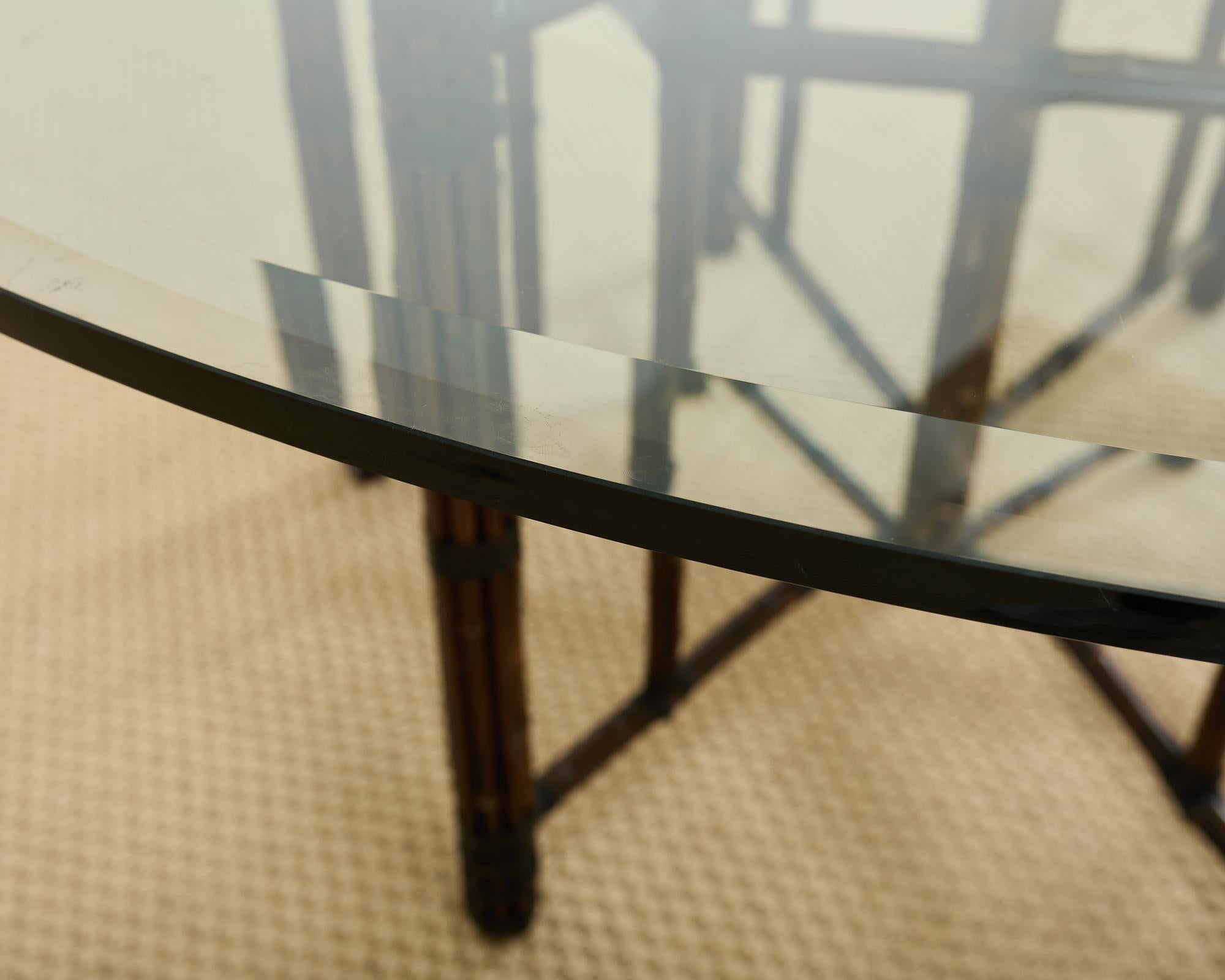 McGuire Hexagonal Organic Modern Round Bamboo Dining Table For Sale 1