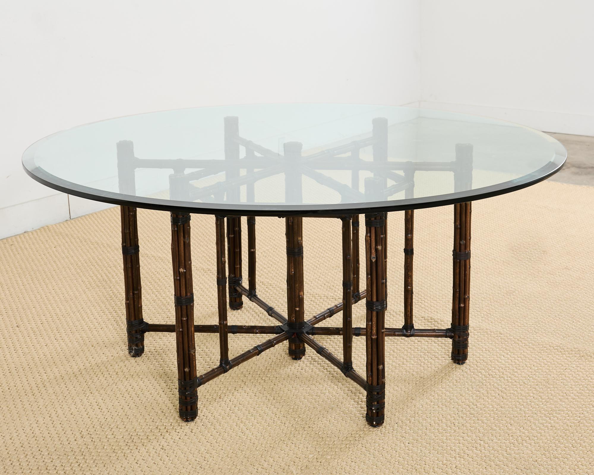 McGuire Hexagonal Organic Modern Round Bamboo Dining Table For Sale 2