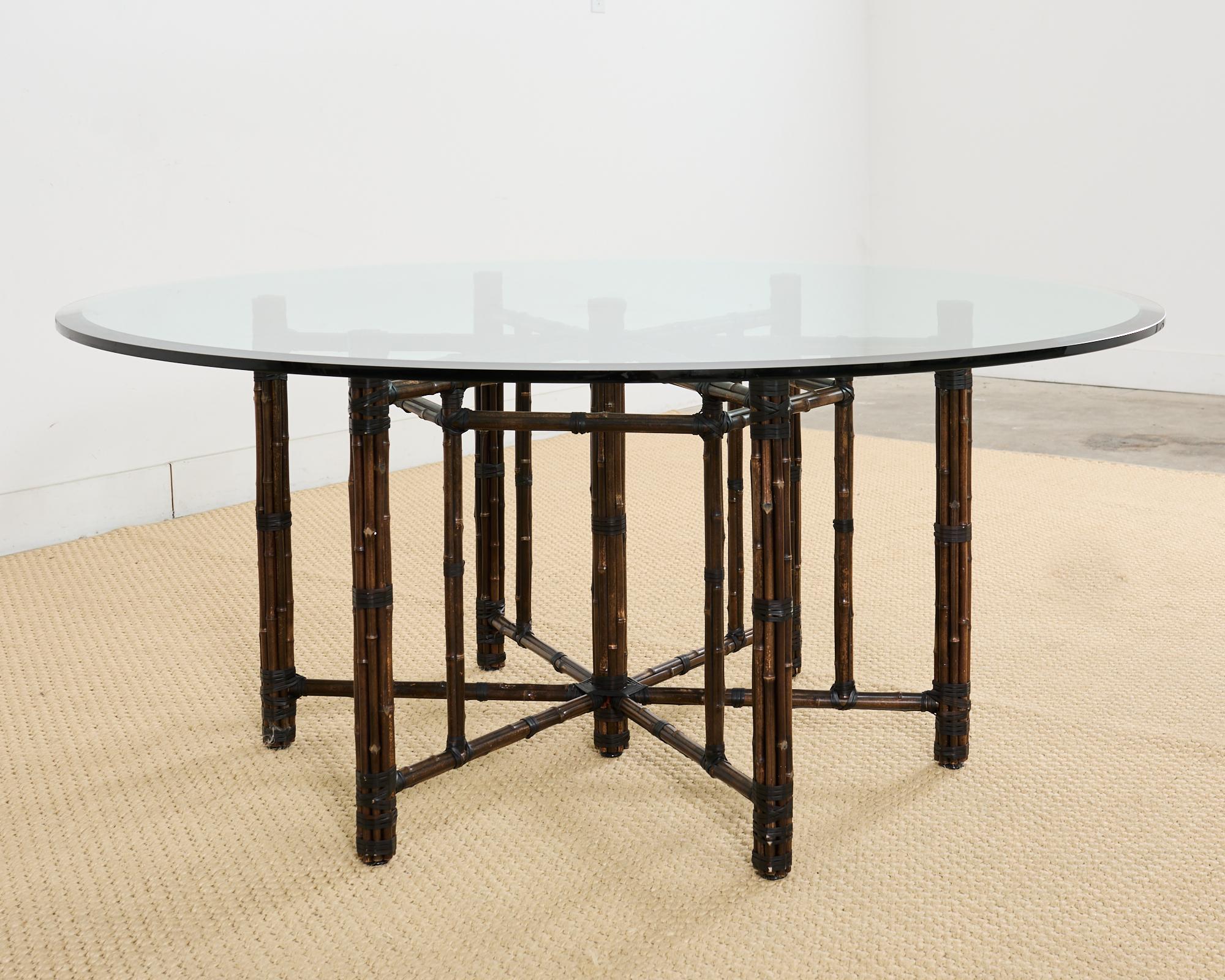 McGuire Hexagonal Organic Modern Round Bamboo Dining Table For Sale 3