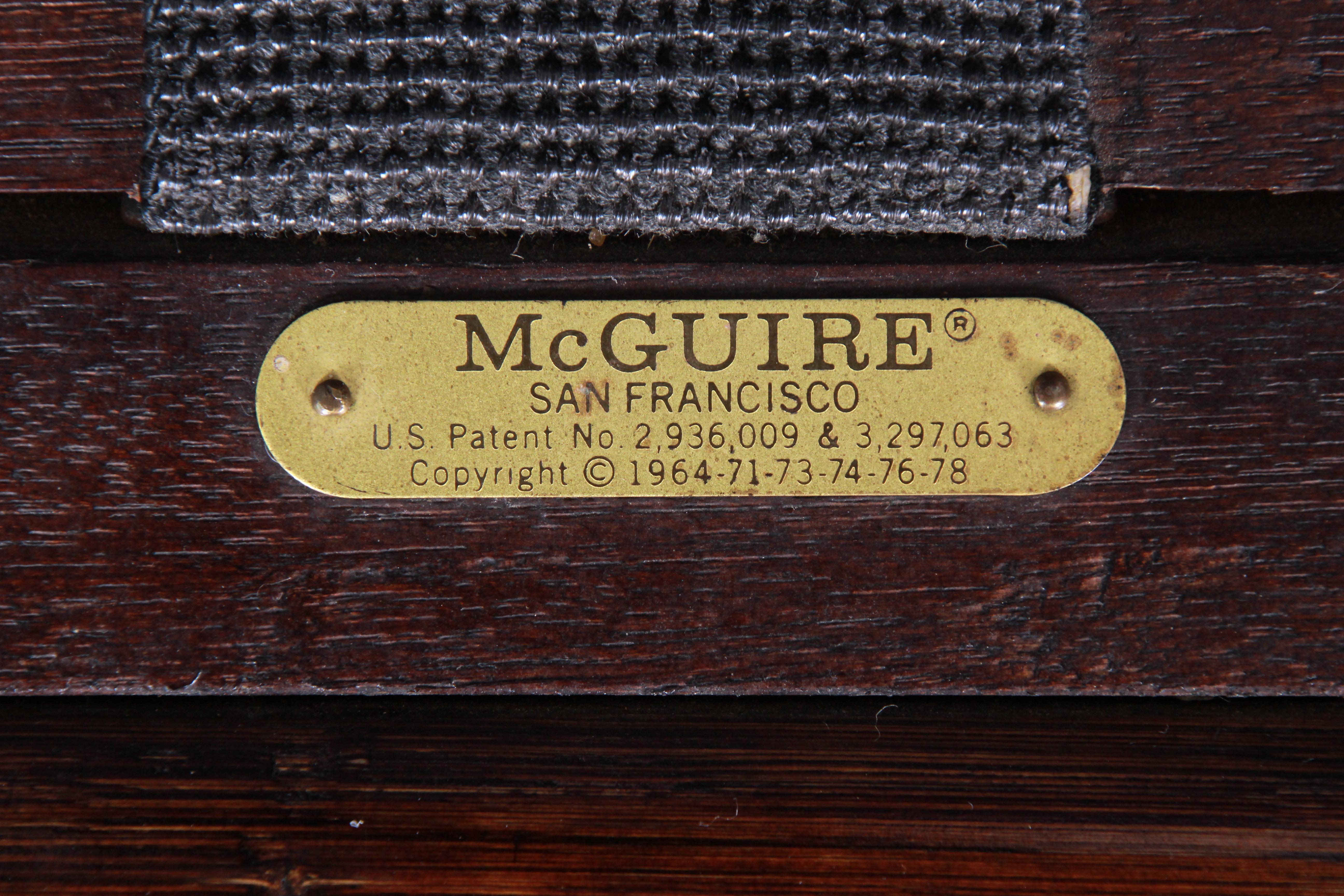 McGuire Hollywood Regency Mid-Century Modern Bent Rattan Lounge Chairs, Pair 6