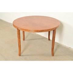 McGuire Hollywood Regency Oak and Bamboo Rattan Dining or Game Table