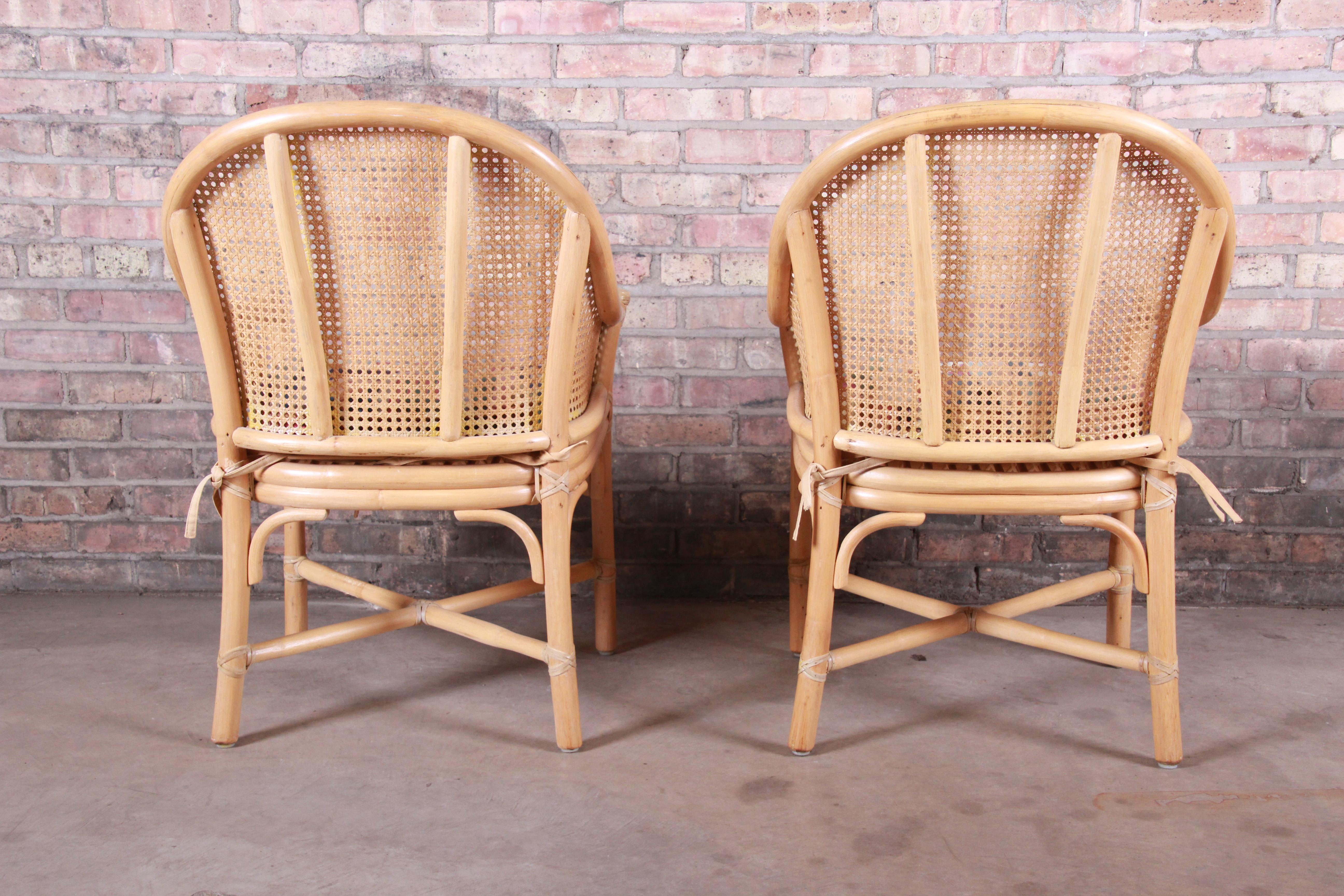 McGuire Hollywood Regency Organic Modern Bamboo and Cane Club Chairs, Pair 1