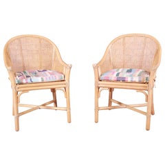 McGuire Hollywood Regency Organic Modern Bamboo and Cane Club Chairs, Pair