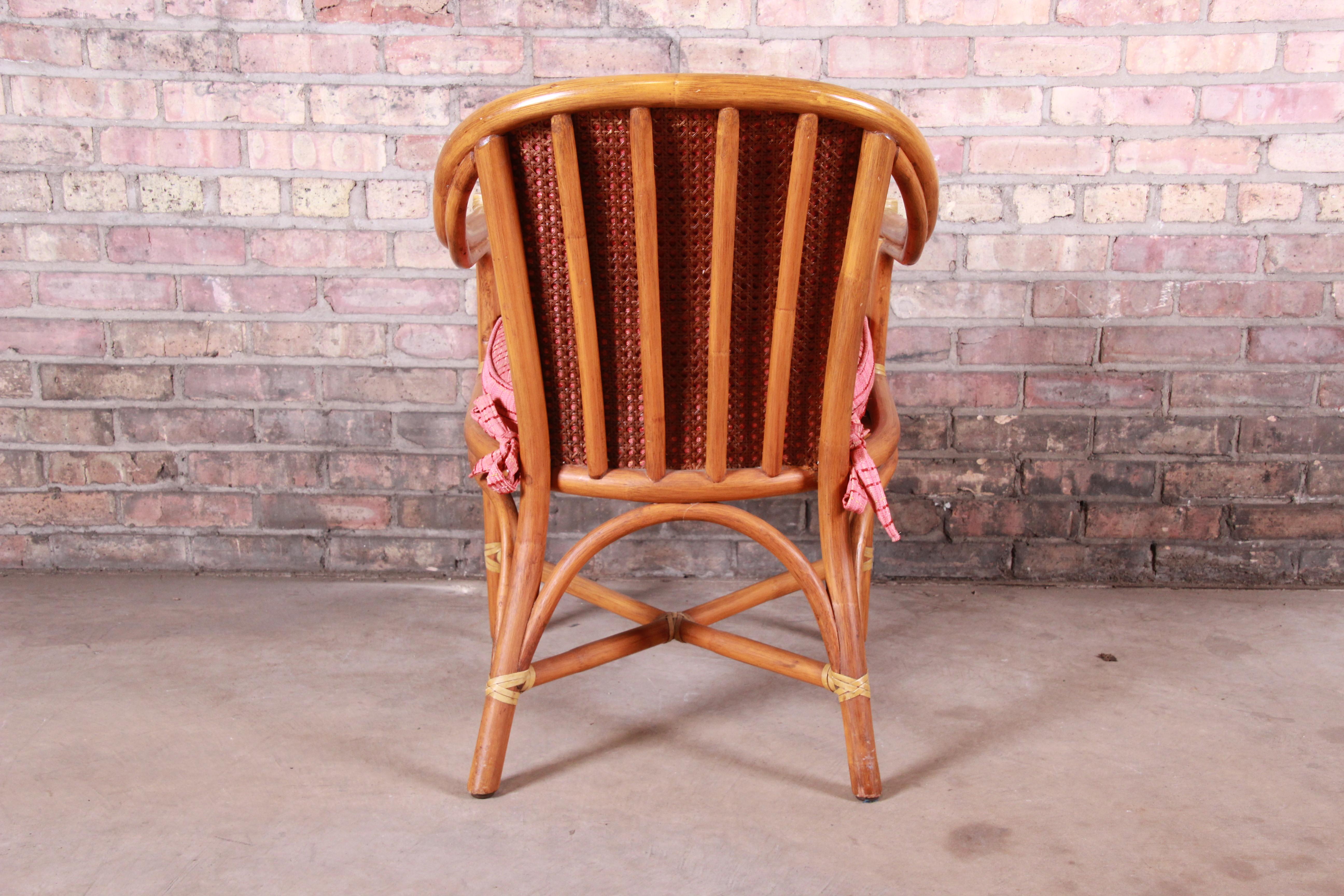 Leather McGuire Hollywood Regency Organic Modern Bamboo Rattan Club Chair