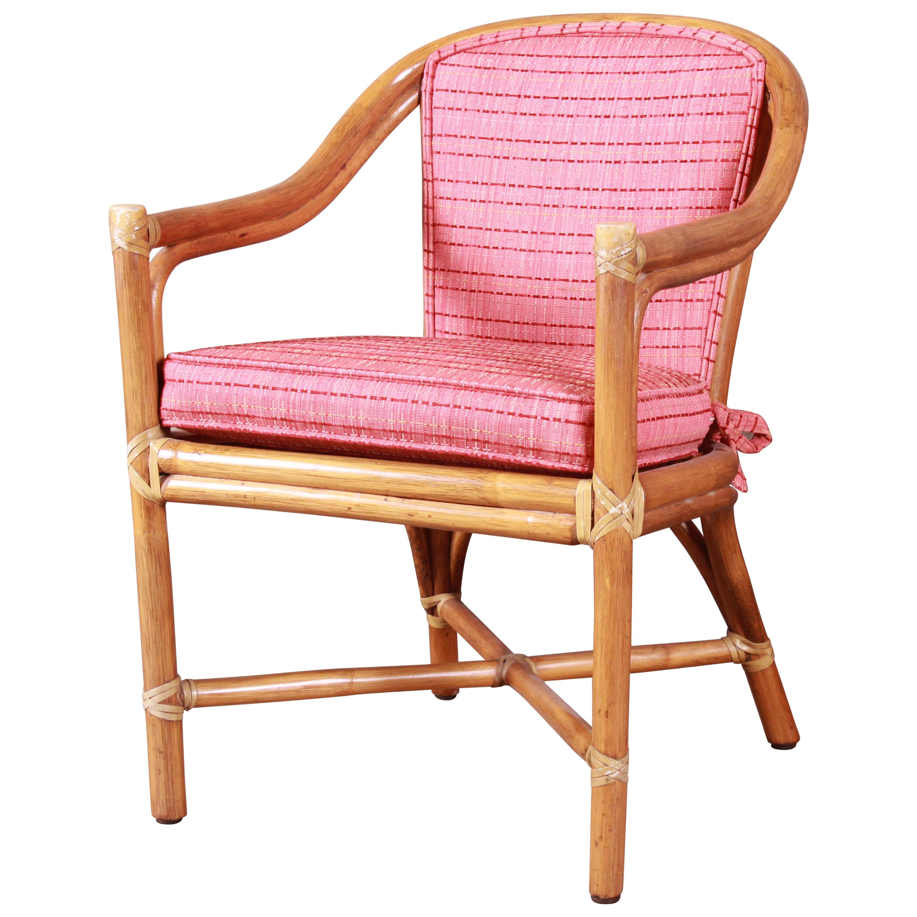 McGuire Hollywood Regency Organic Modern Bamboo Rattan Club Chair