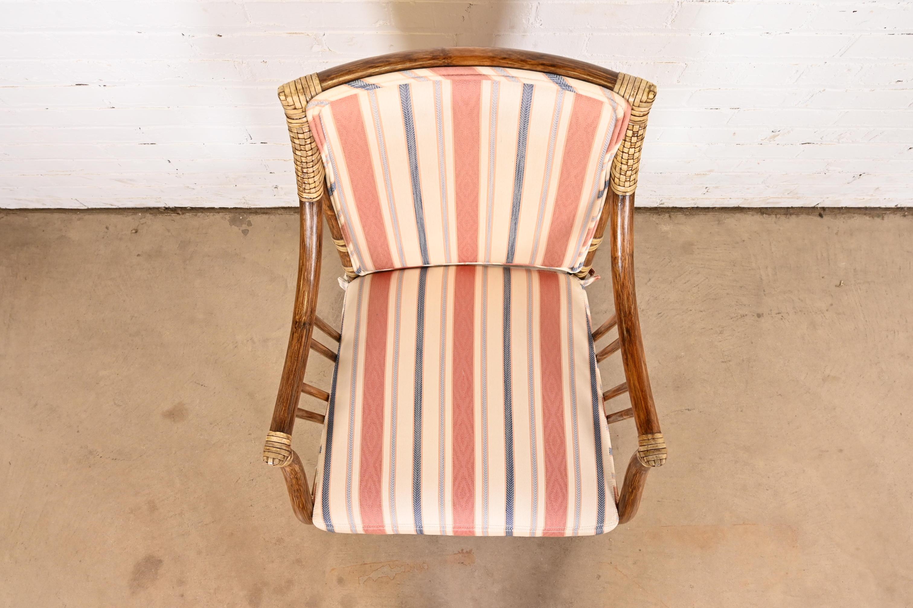 McGuire Hollywood Regency Organic Modern Bamboo Rattan Dining Armchairs 4