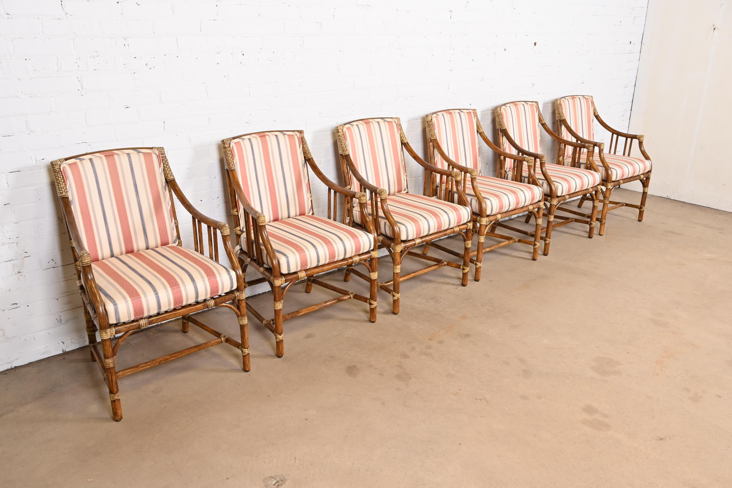 American McGuire Hollywood Regency Organic Modern Bamboo Rattan Dining Armchairs