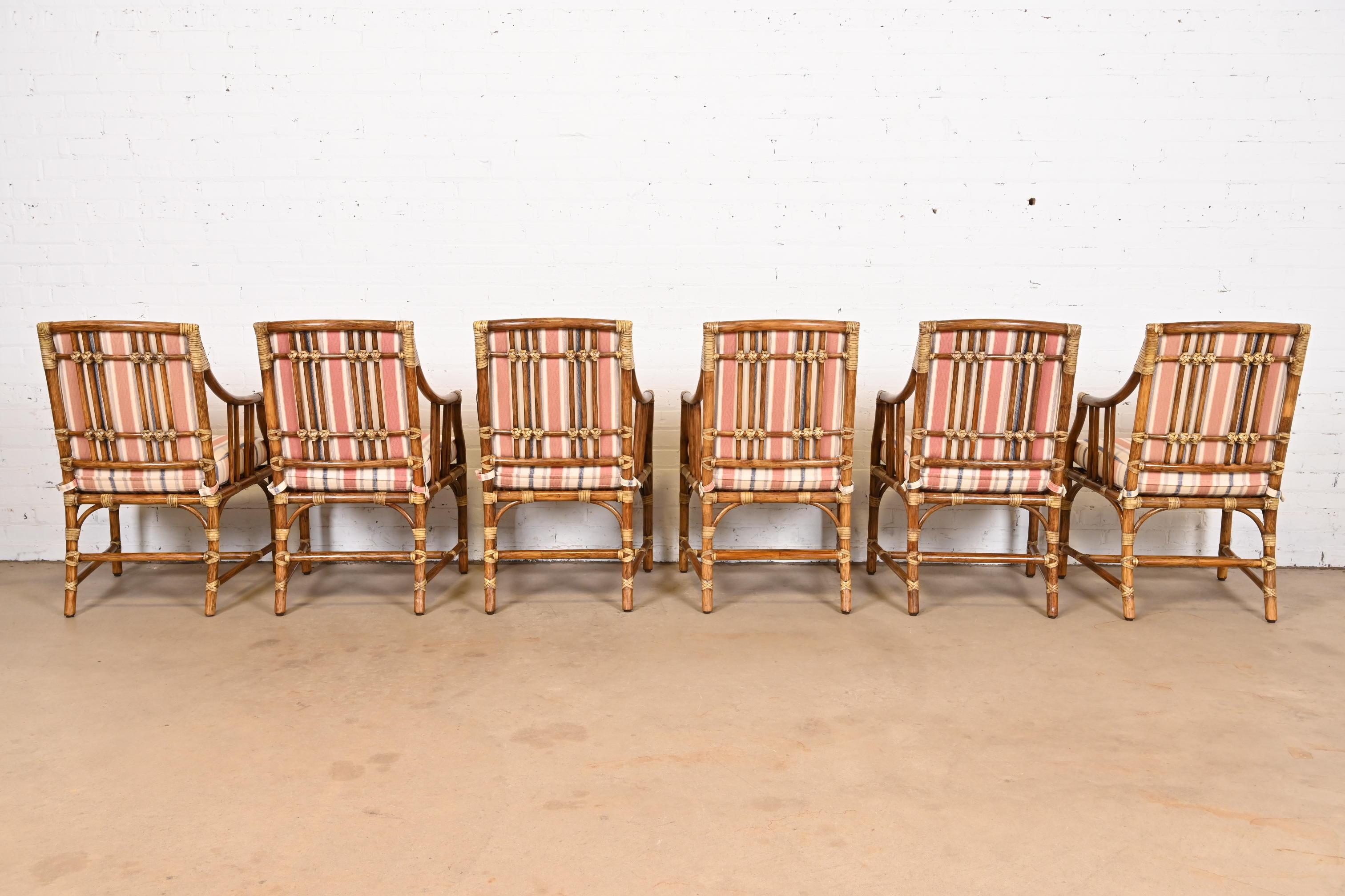 McGuire Hollywood Regency Organic Modern Bamboo Rattan Dining Armchairs 1