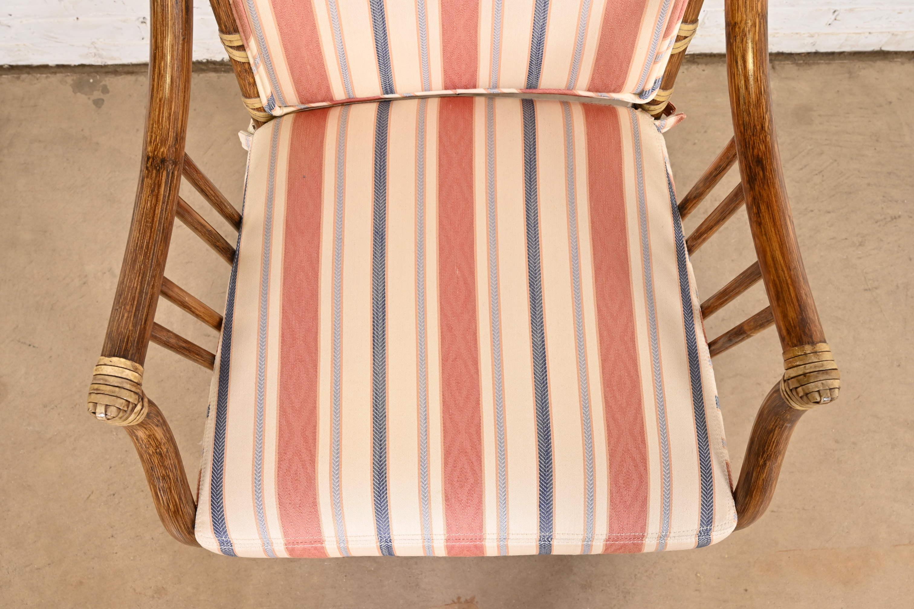 McGuire Hollywood Regency Organic Modern Bamboo Rattan Dining Armchairs 3