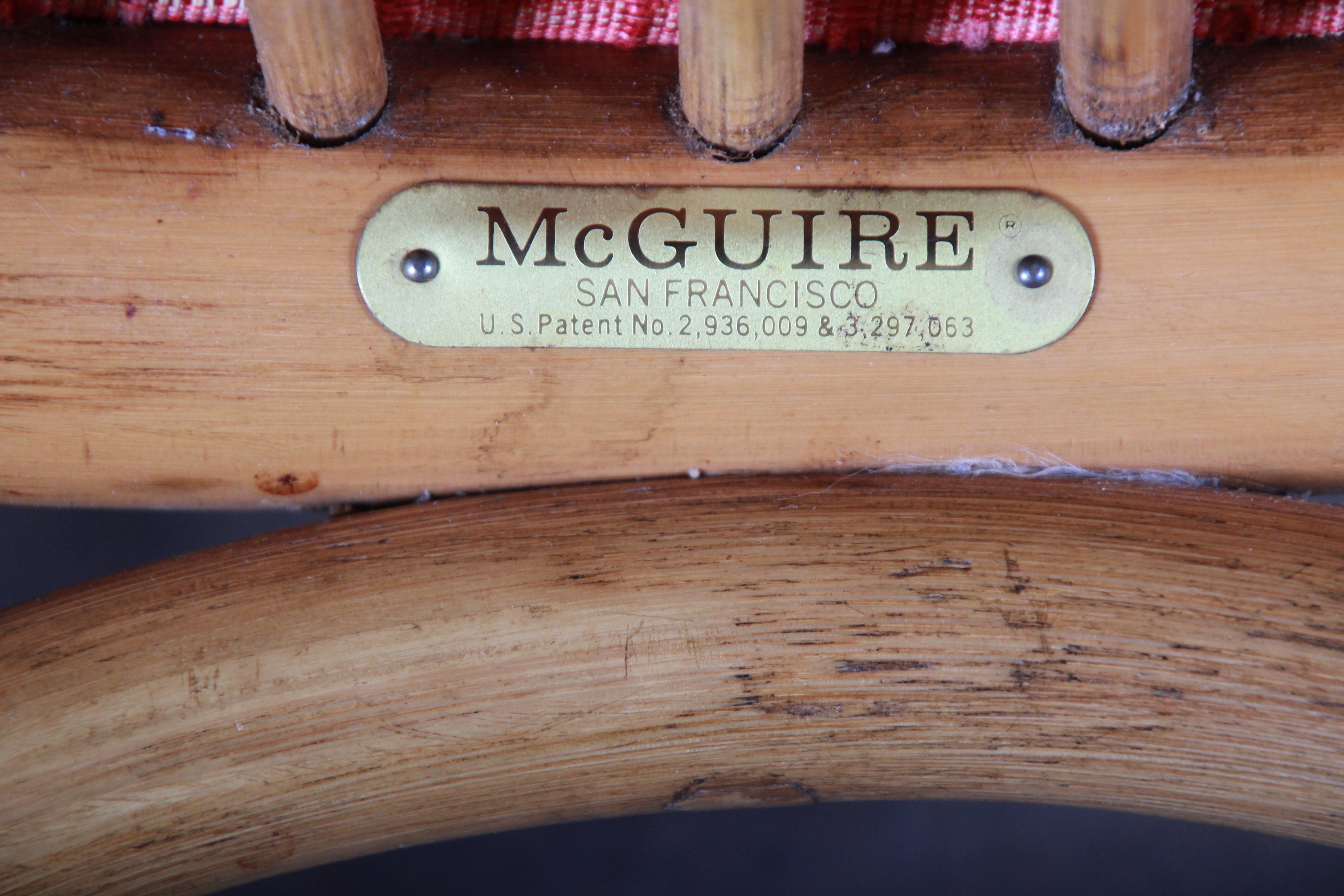 McGuire Hollywood Regency Organic Modern Bamboo Rattan Slipper Chairs, Pair 8