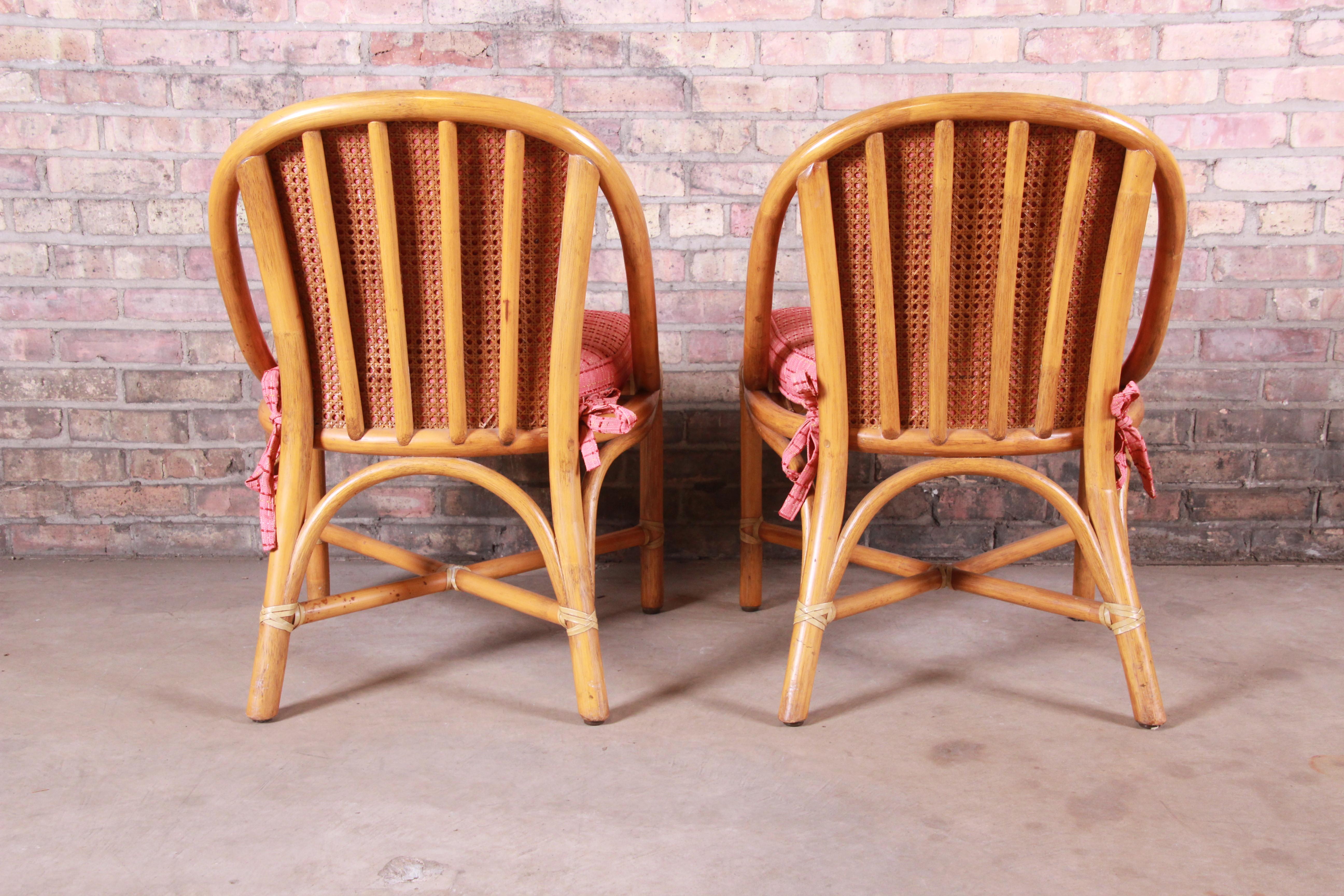 McGuire Hollywood Regency Organic Modern Bamboo Rattan Slipper Chairs, Pair 1