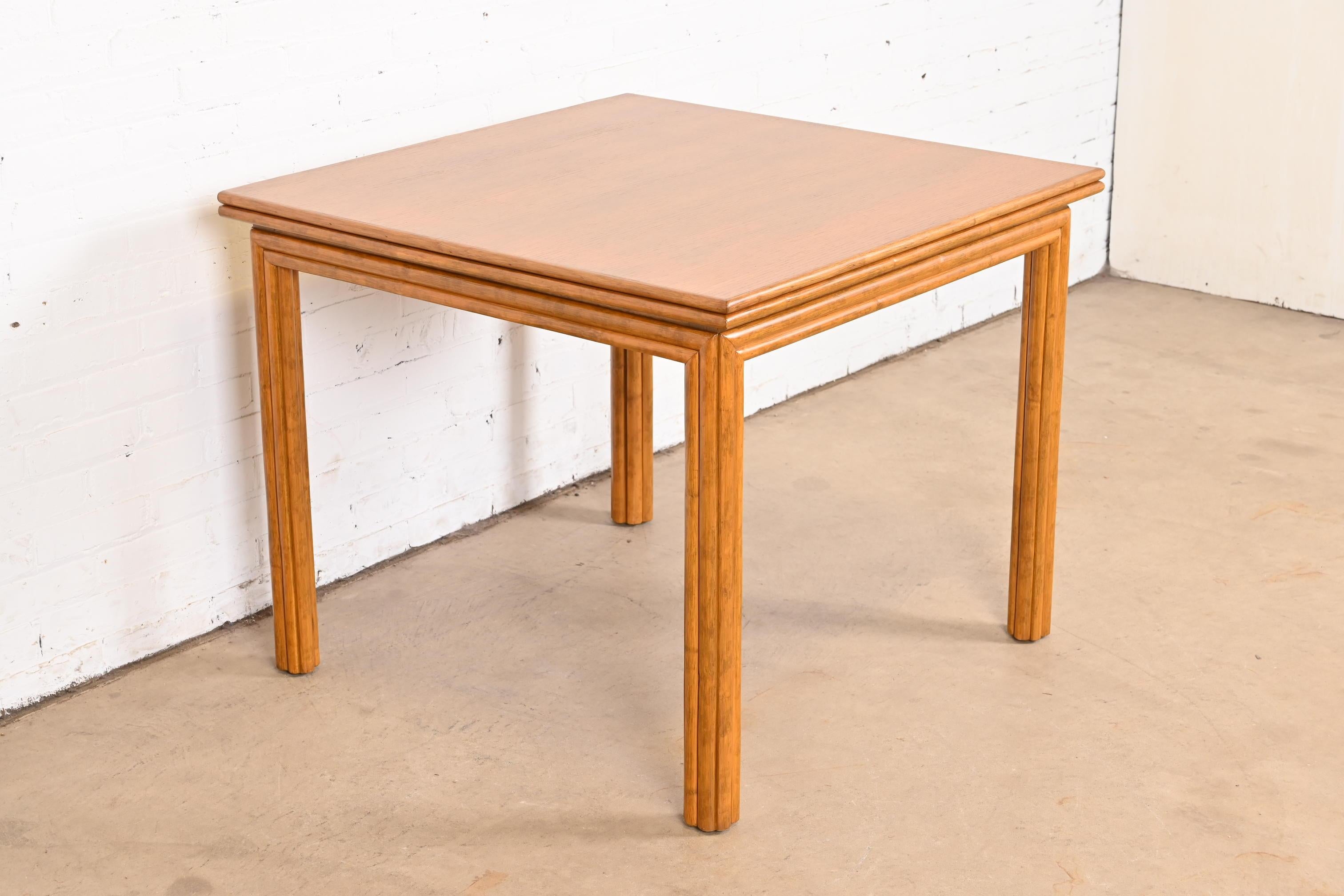 Late 20th Century McGuire Hollywood Regency Rattan Flip-Top Dining or Game Table, Newly Refinished