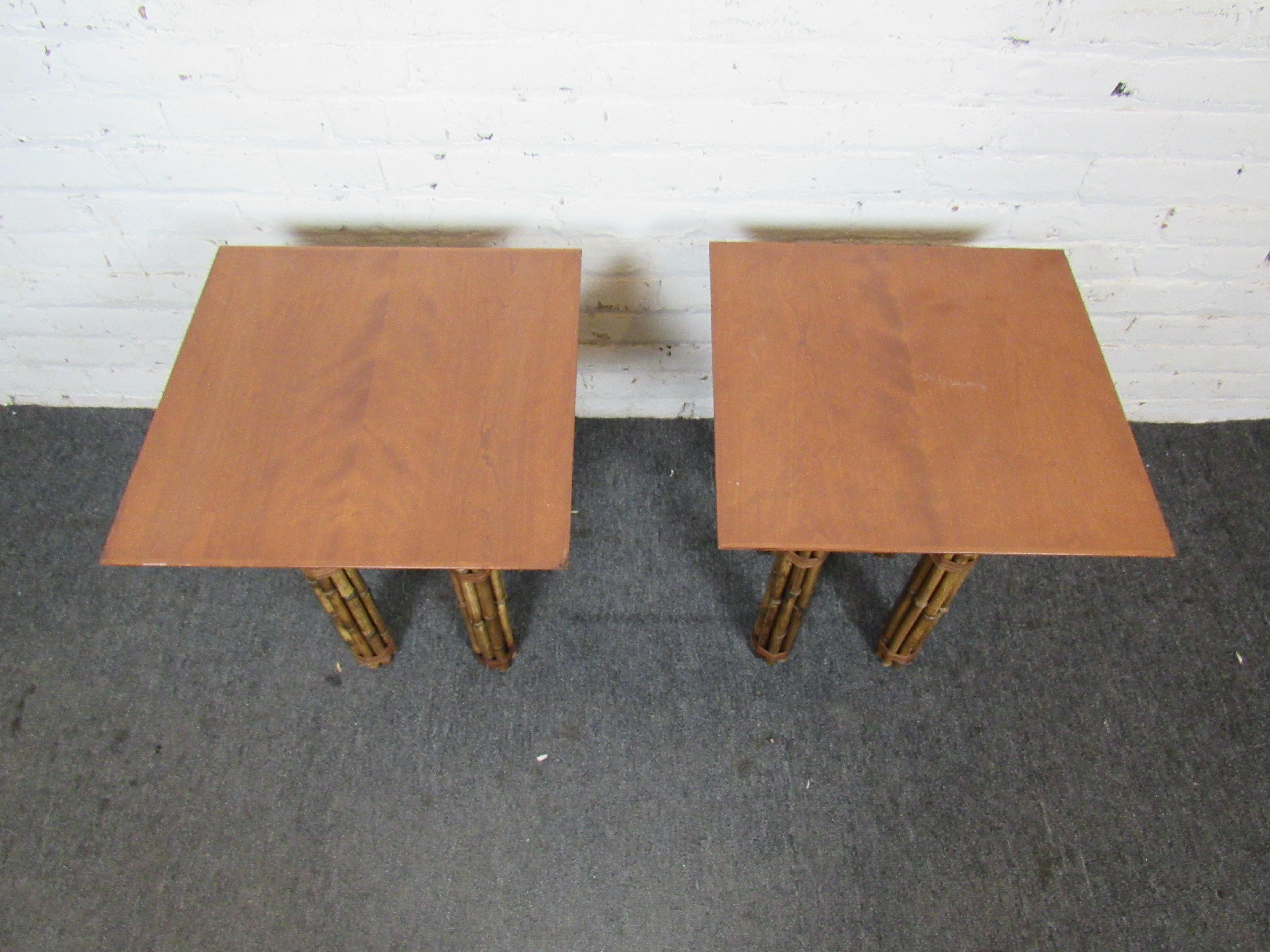 McGuire Huxley Martini Tables In Good Condition For Sale In Brooklyn, NY