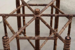 McGuire Organic Modern Hexagonal Bamboo Dining Table Base for Round Glass Top