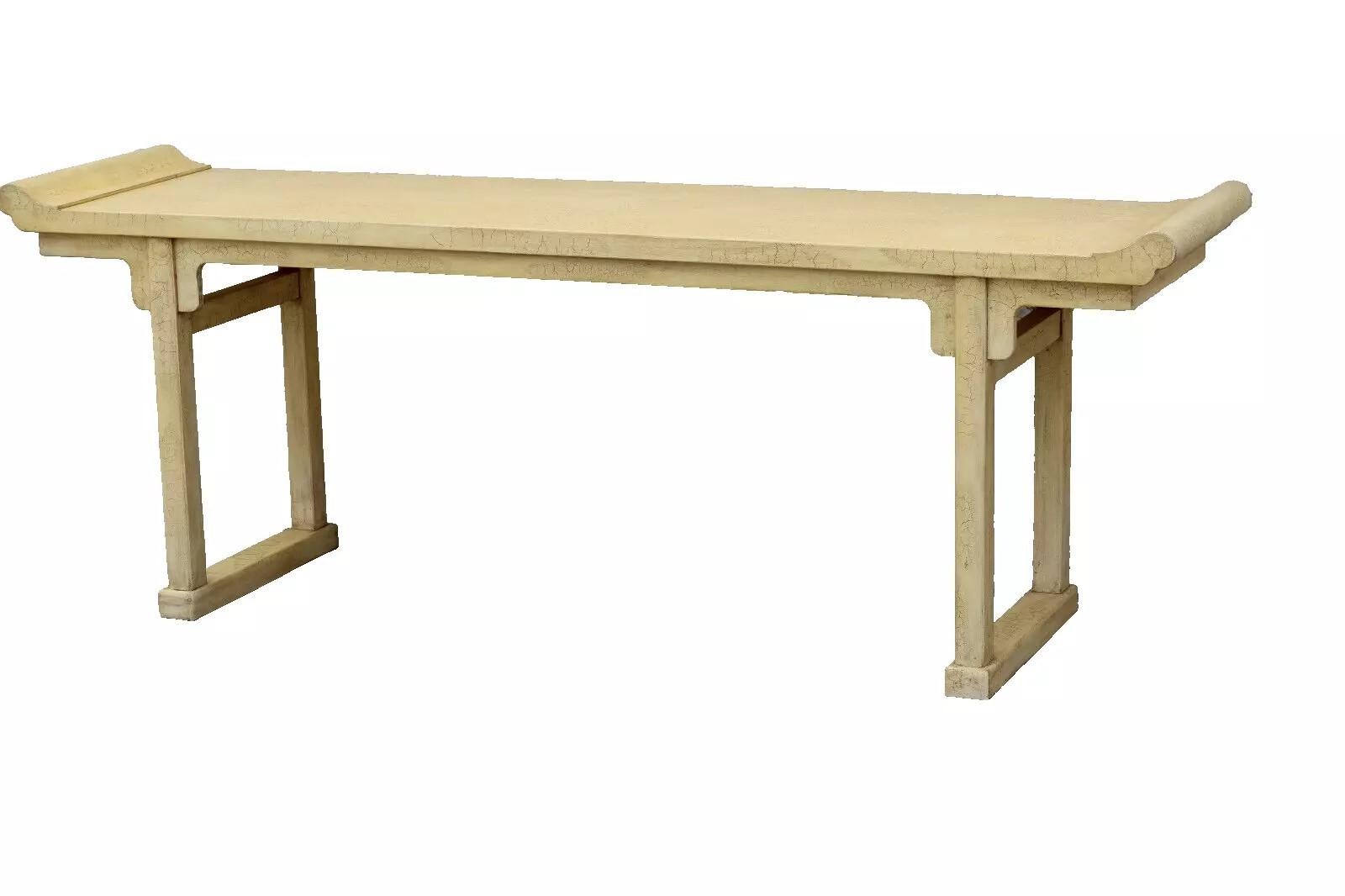 Monumental McGuire Ming Altar Table with Ivory Crackle Finish For Sale 8