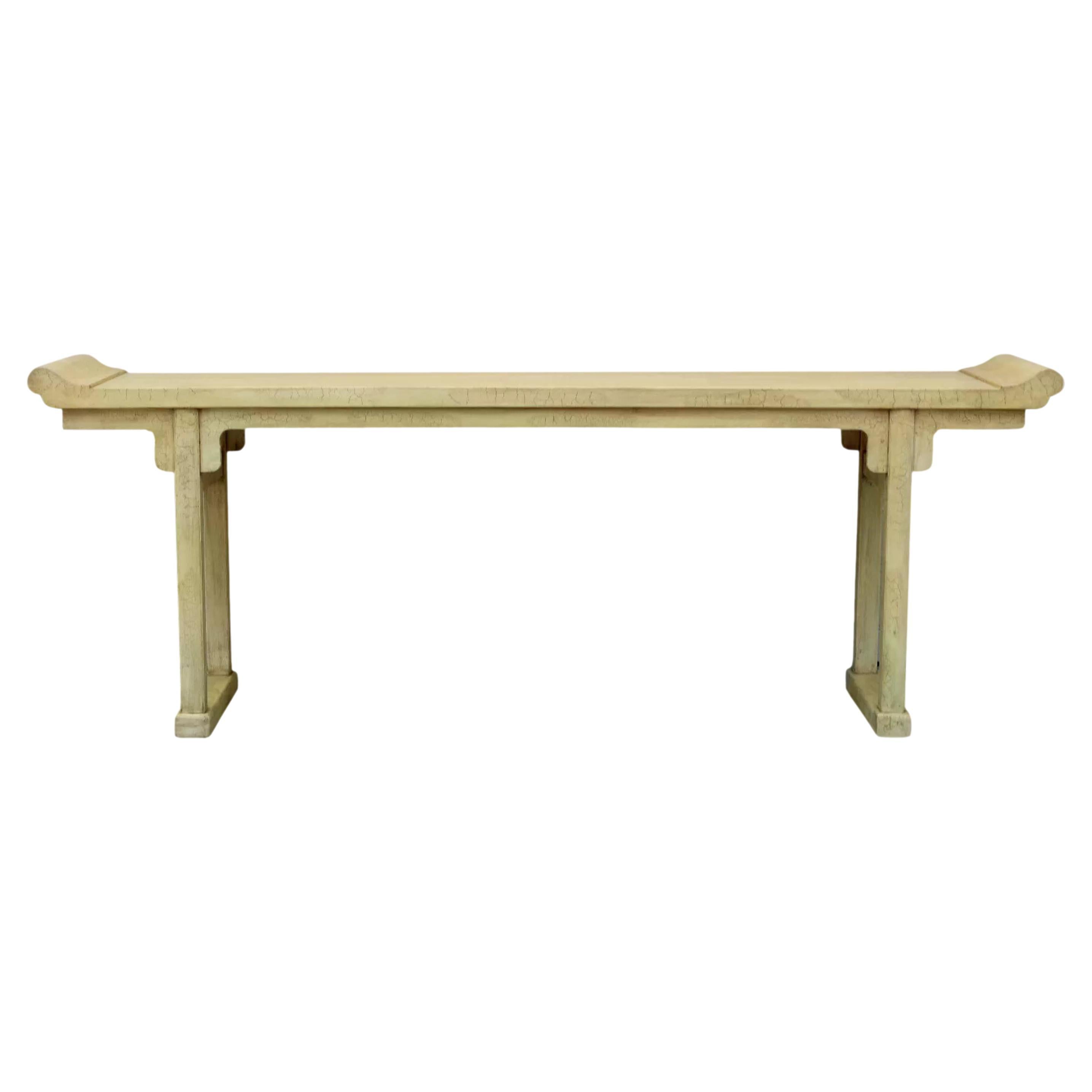 American Monumental McGuire Ming Altar Table with Ivory Crackle Finish For Sale