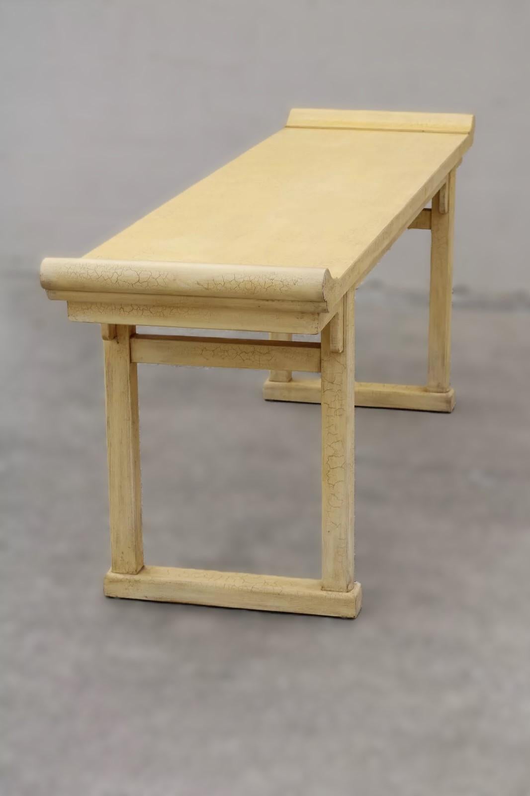 Monumental McGuire Ming Altar Table with Ivory Crackle Finish For Sale 1