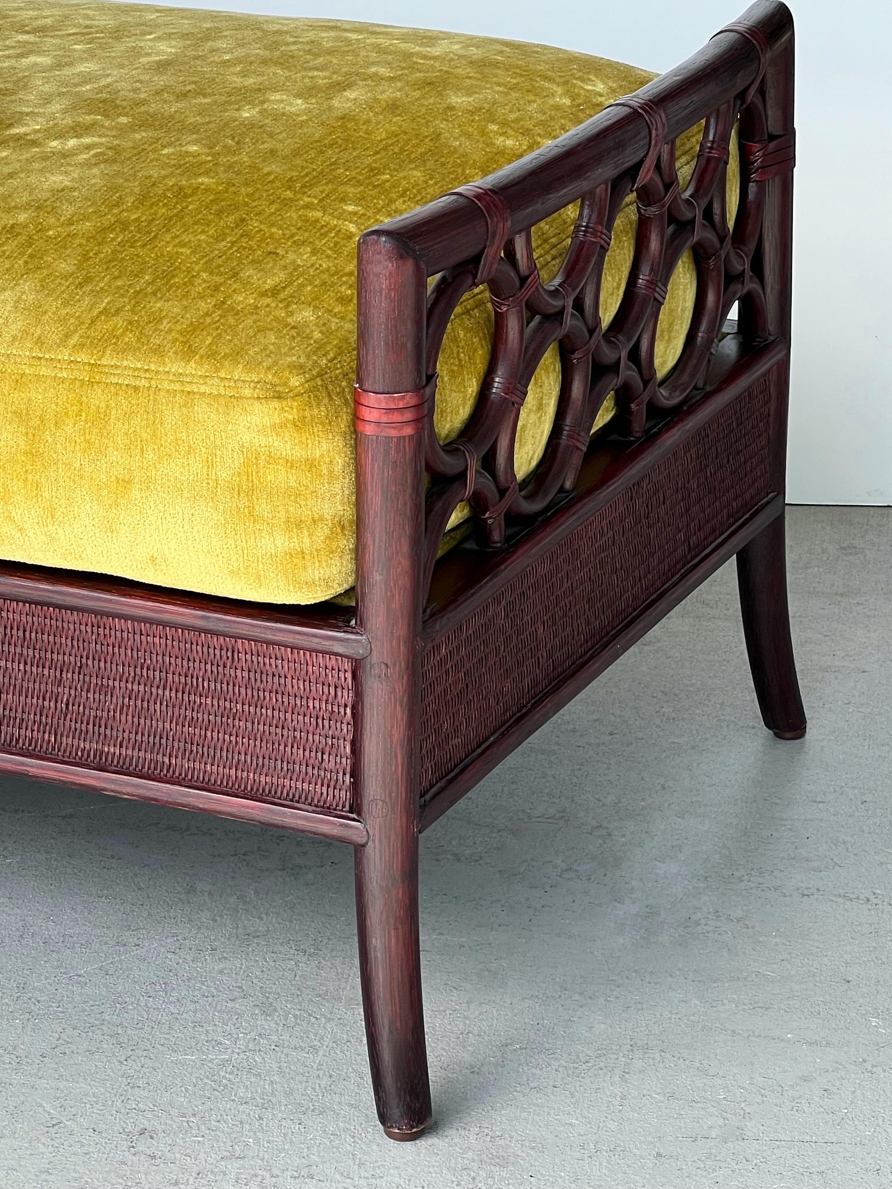 McGuire Laura Kirar Bamboo King Bench in Mahogany, 2 Available In Good Condition In Miami, FL
