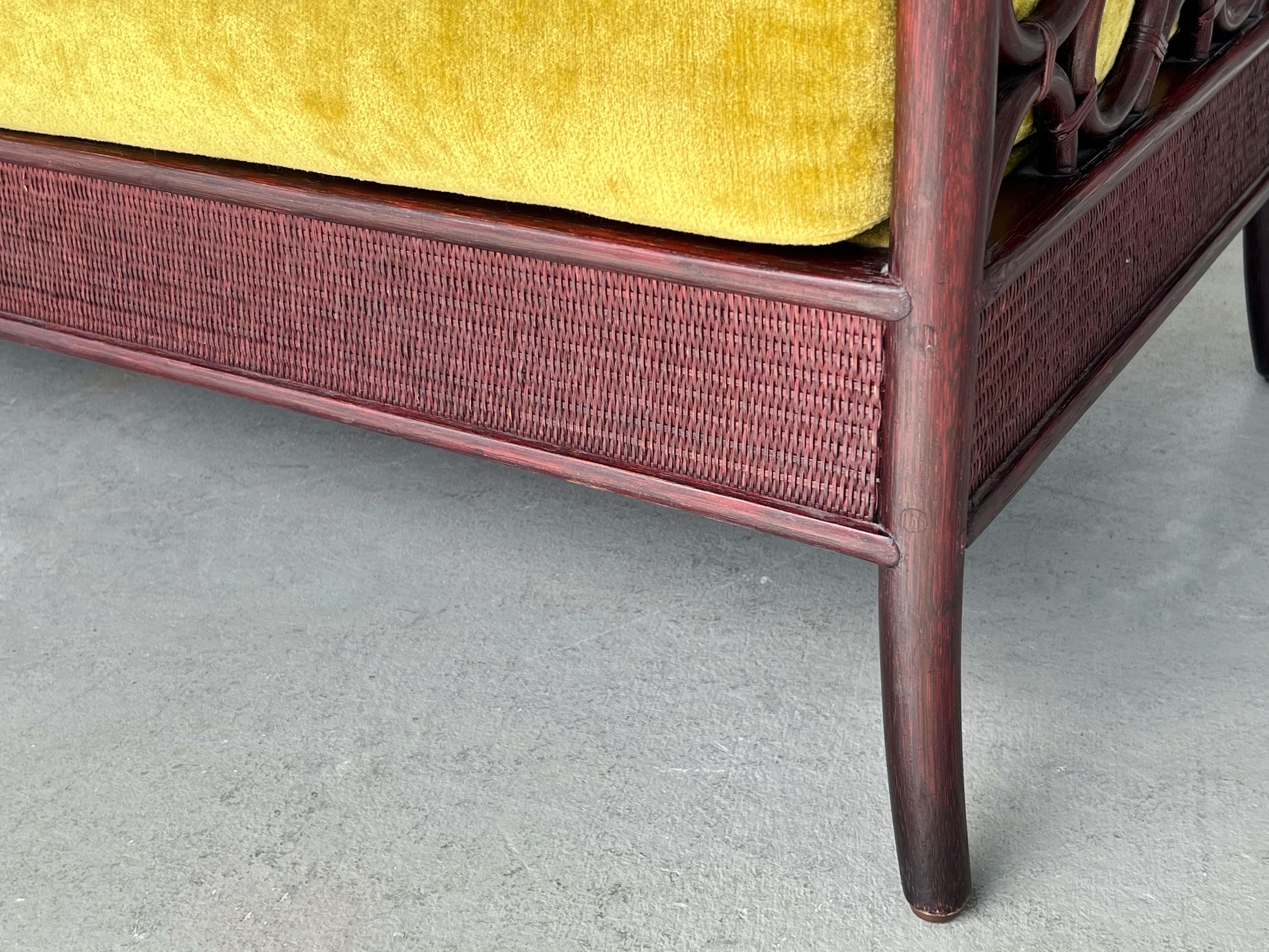 Upholstery McGuire Laura Kirar Bamboo King Bench in Mahogany, 2 Available