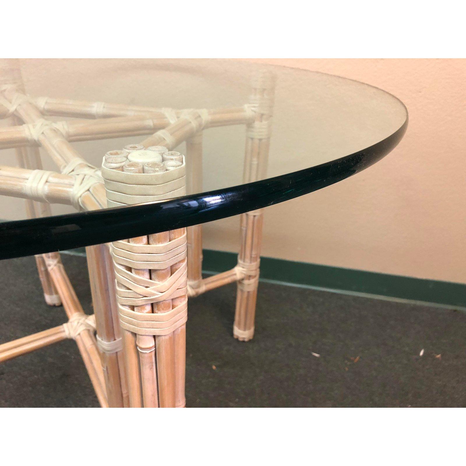 American McGuire Leather Wrapped Bamboo Table For Sale
