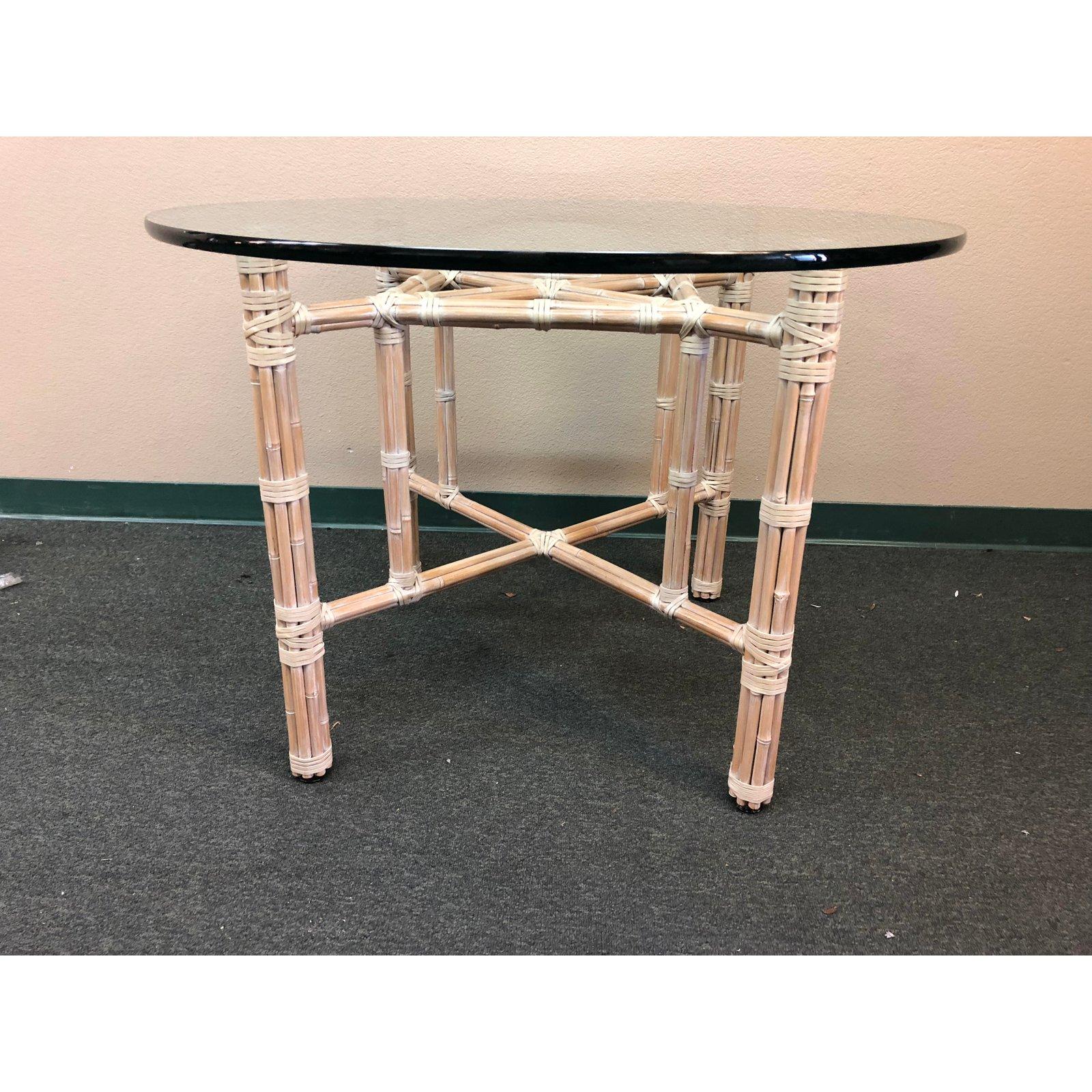 Contemporary McGuire Leather Wrapped Bamboo Table For Sale