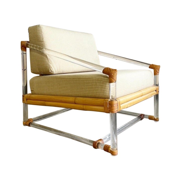 McGuire Lucite und Bambus Mid Century Lounge Stuhl im Angebot