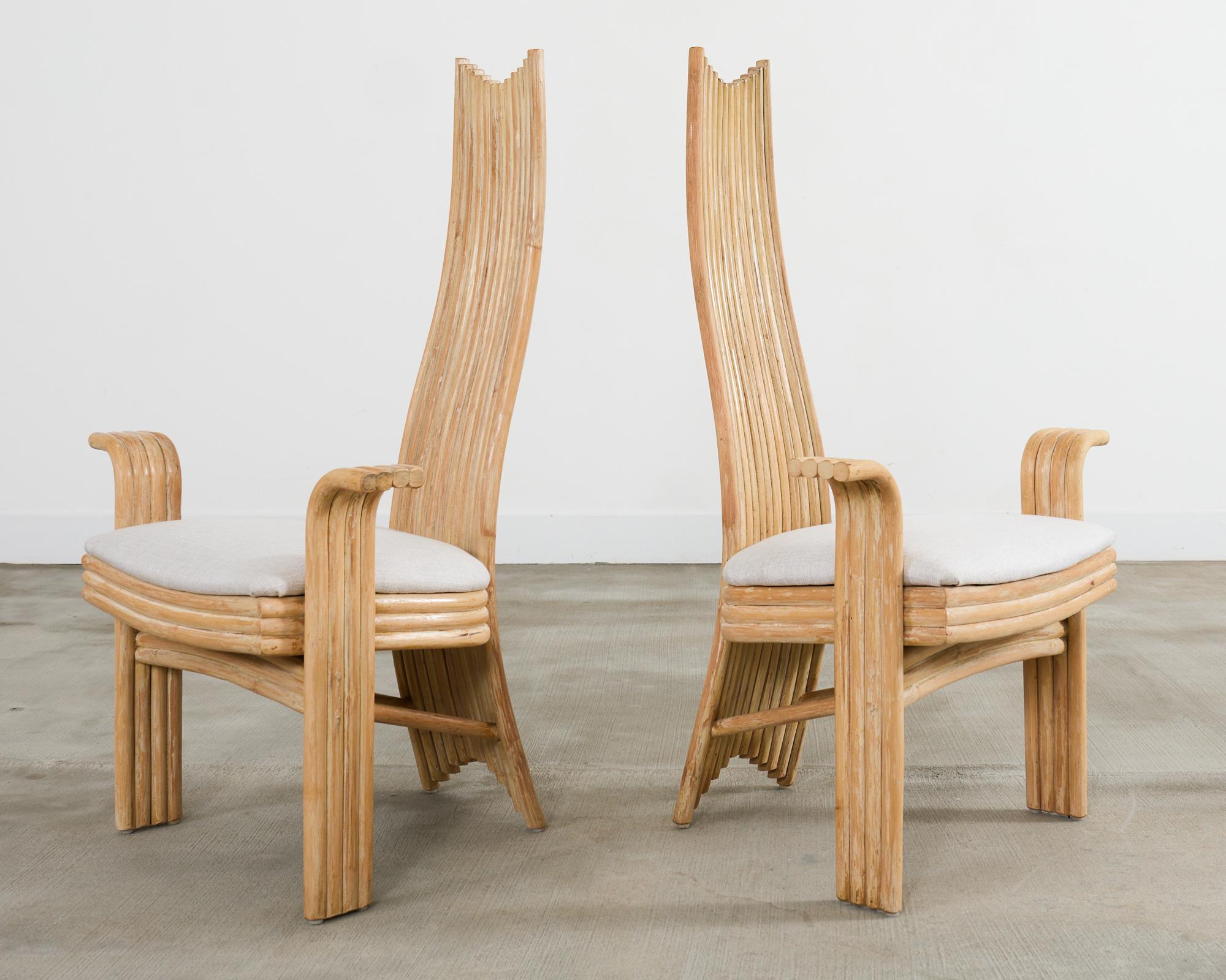 Poltrone da pranzo in rattan organico moderno stile McGuire Mackintosh in vendita 2